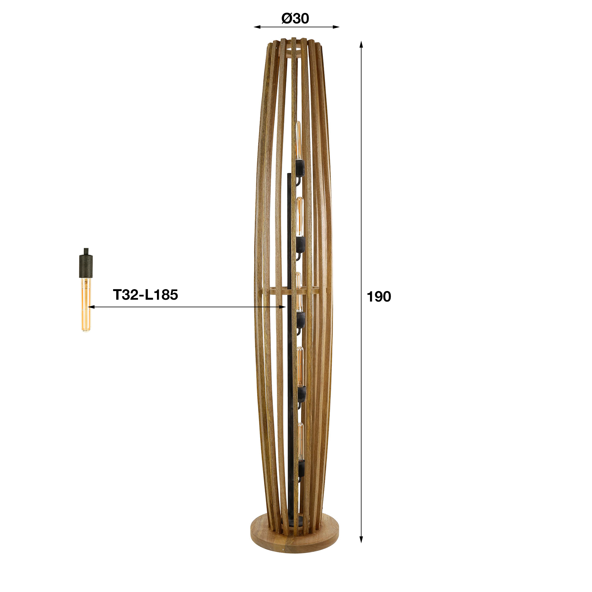 Lampadaire 5L orbite XL / Manguier massif naturel