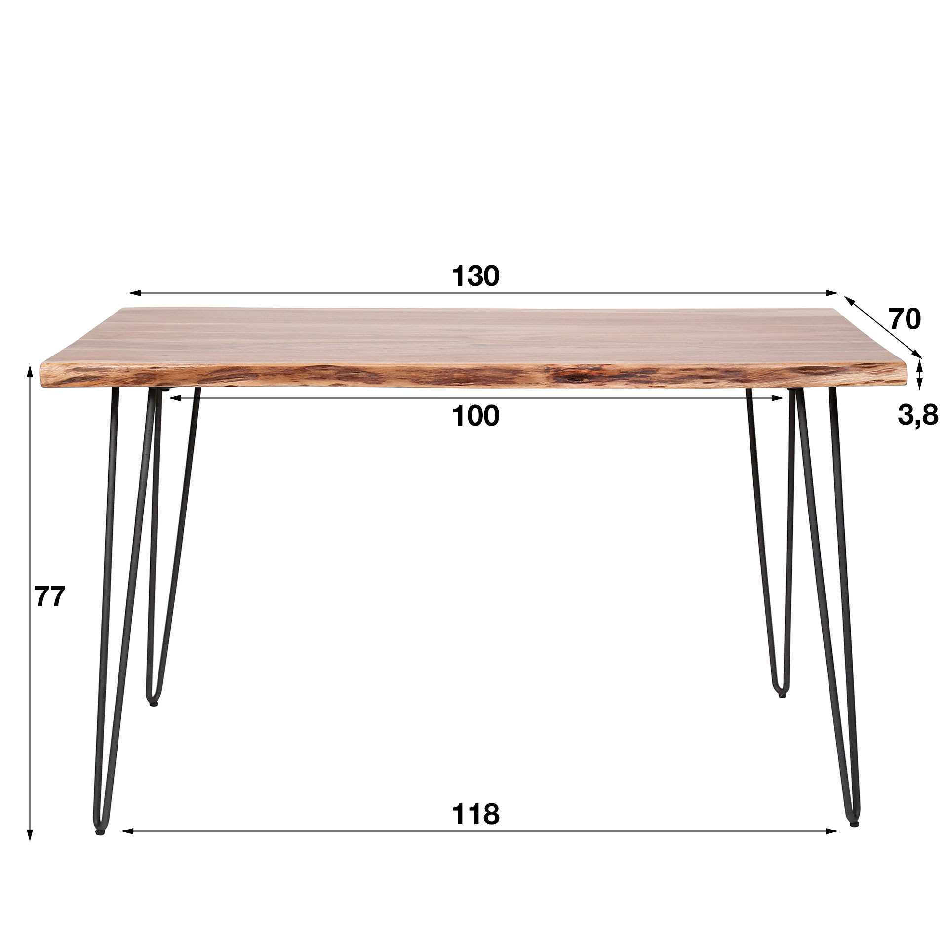 Table de salle à manger bord 130 / Acacia massif naturel