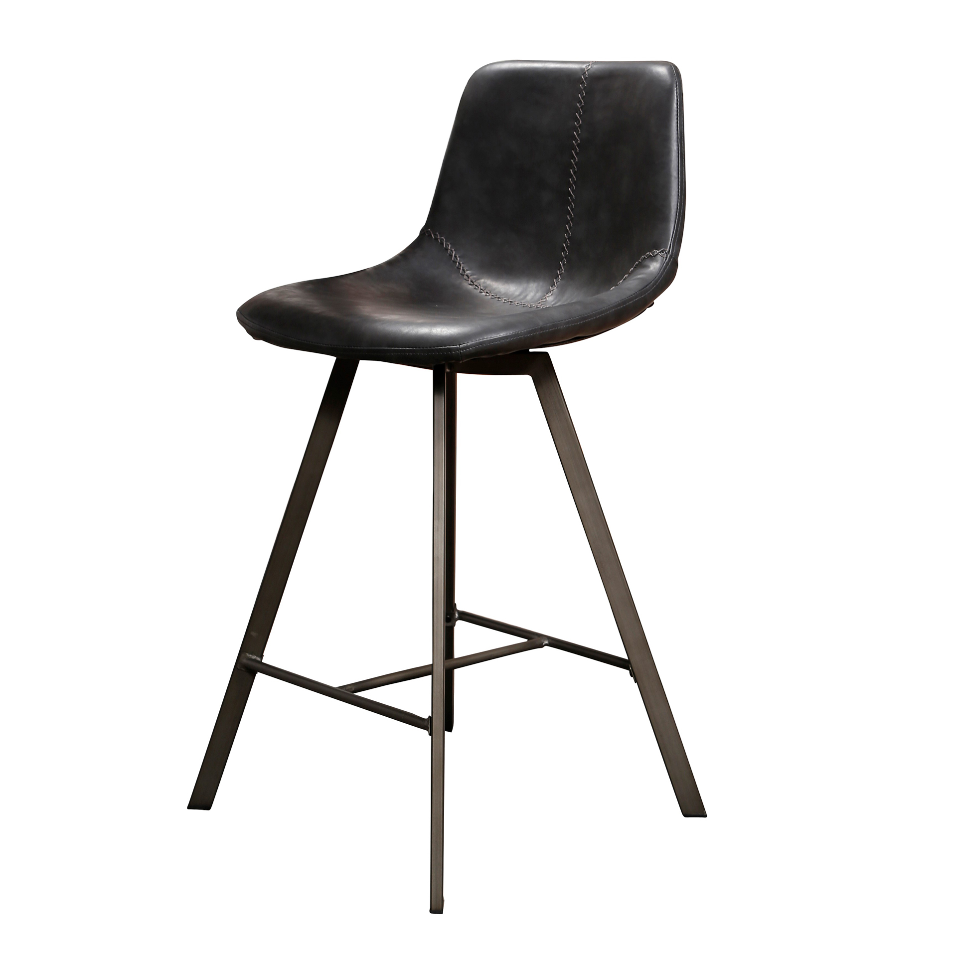 Chaise de bar Zig-Zag - emballé par 4 - Selle PU noir