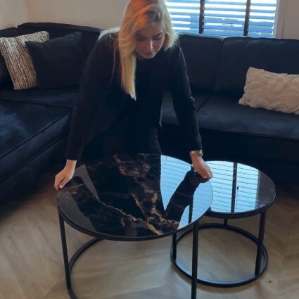 Table basse Noir - Marbre Noir & Or