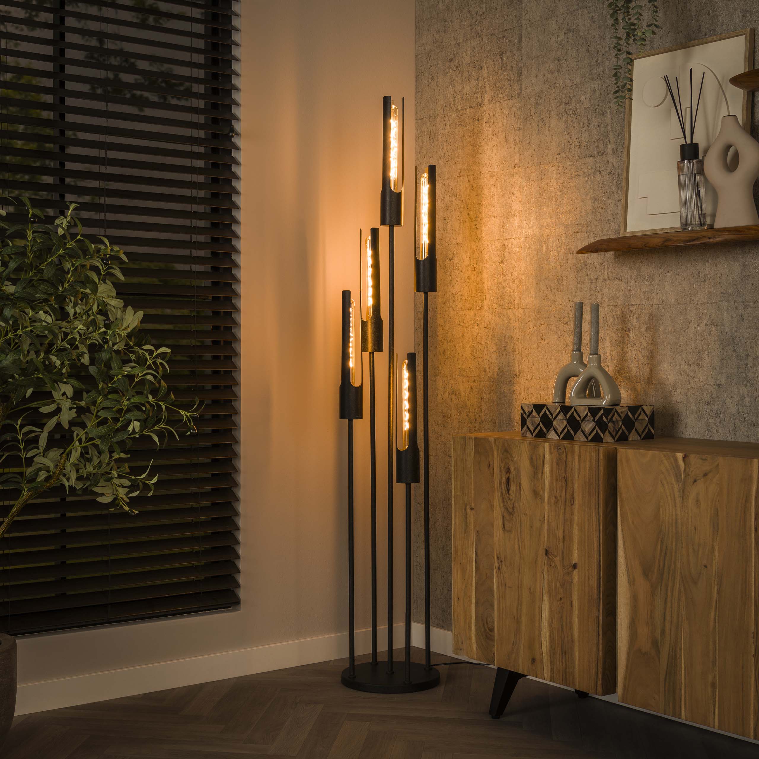 Lampadaire tube étagé 5L / Noir Artic
