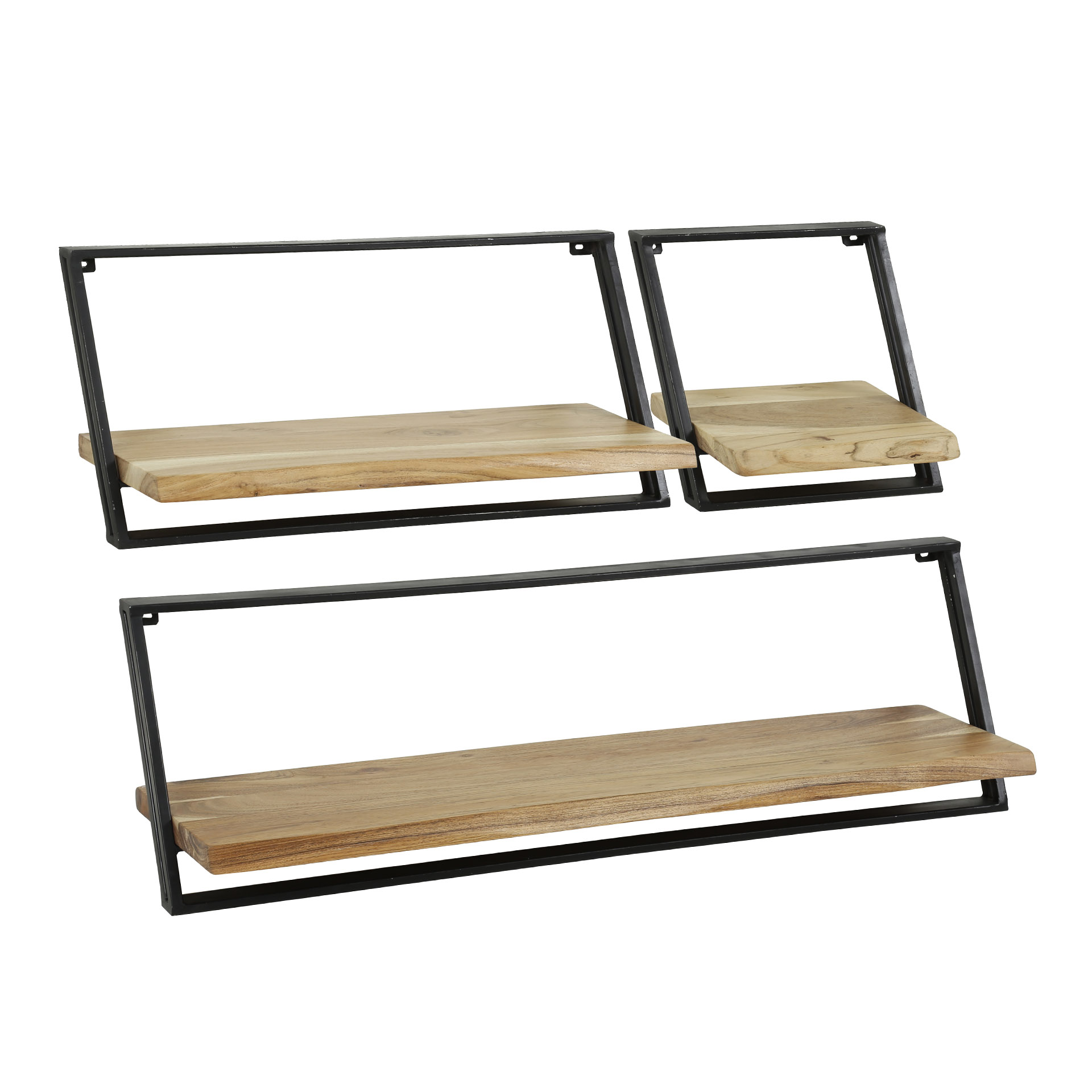 Etagère murale Lean lot de 3 - Acacia massif