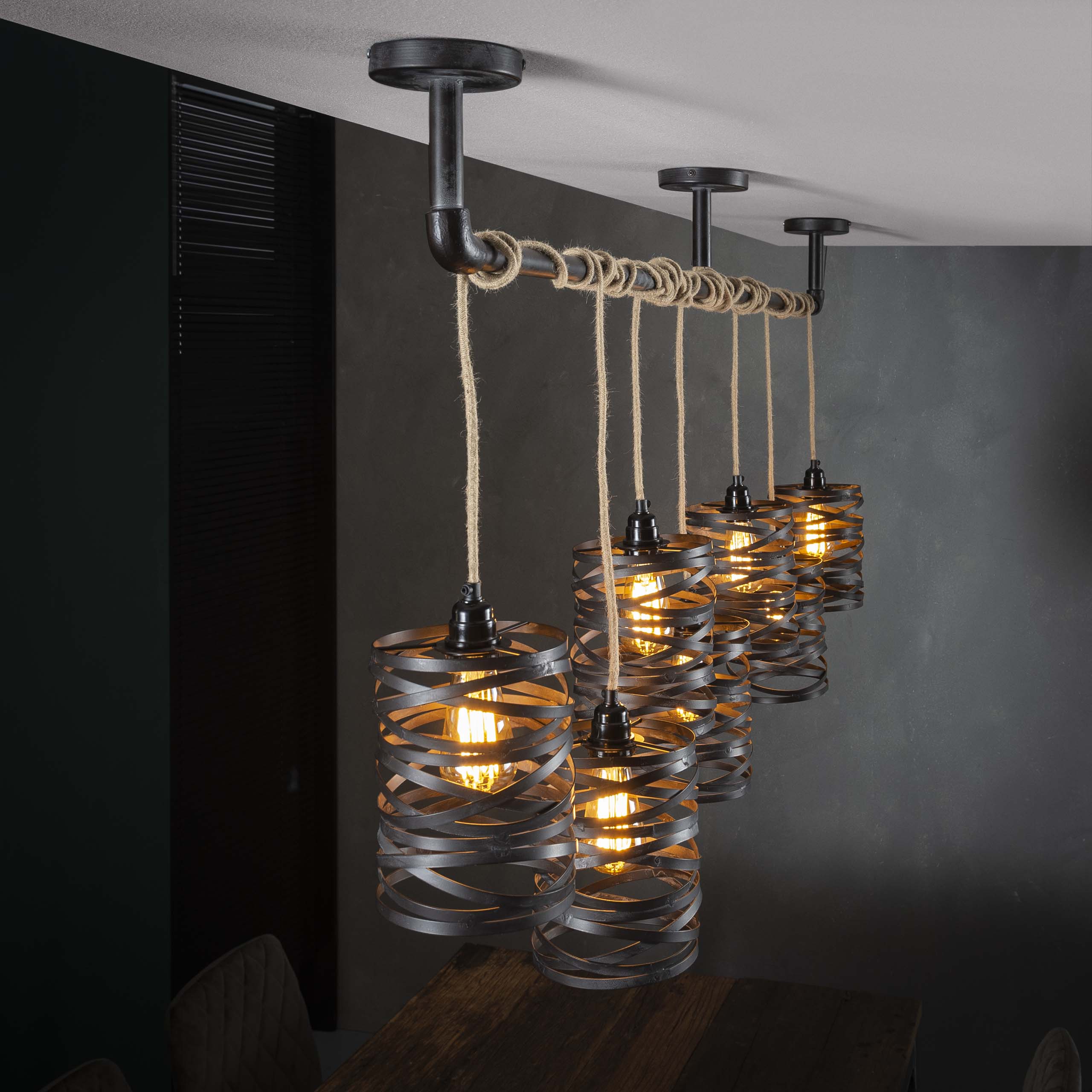 Lampe suspendue 7L twist wrap XL / Gris ardoise