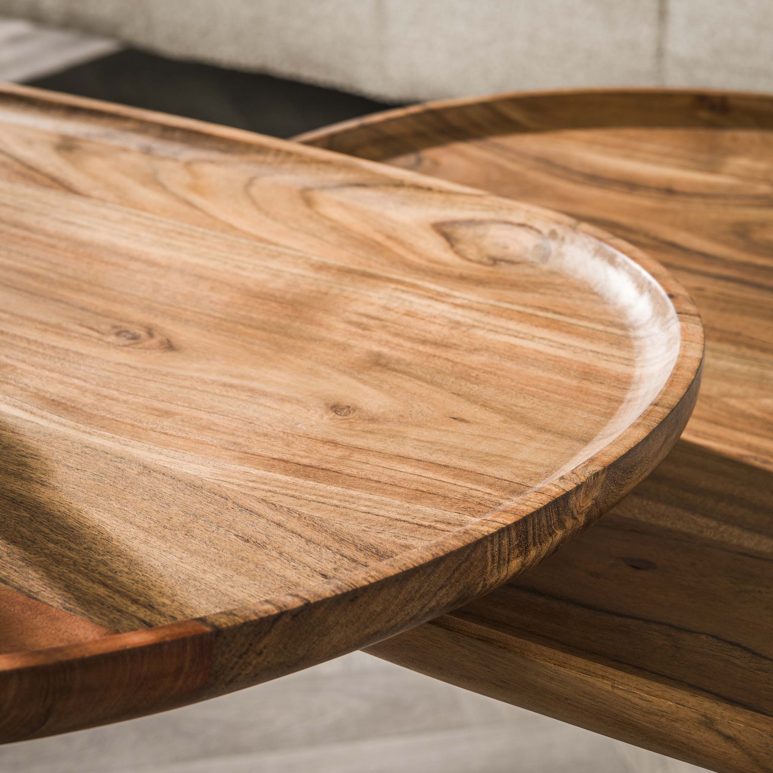 Set table basse/2 araignées / Acacia massif naturel