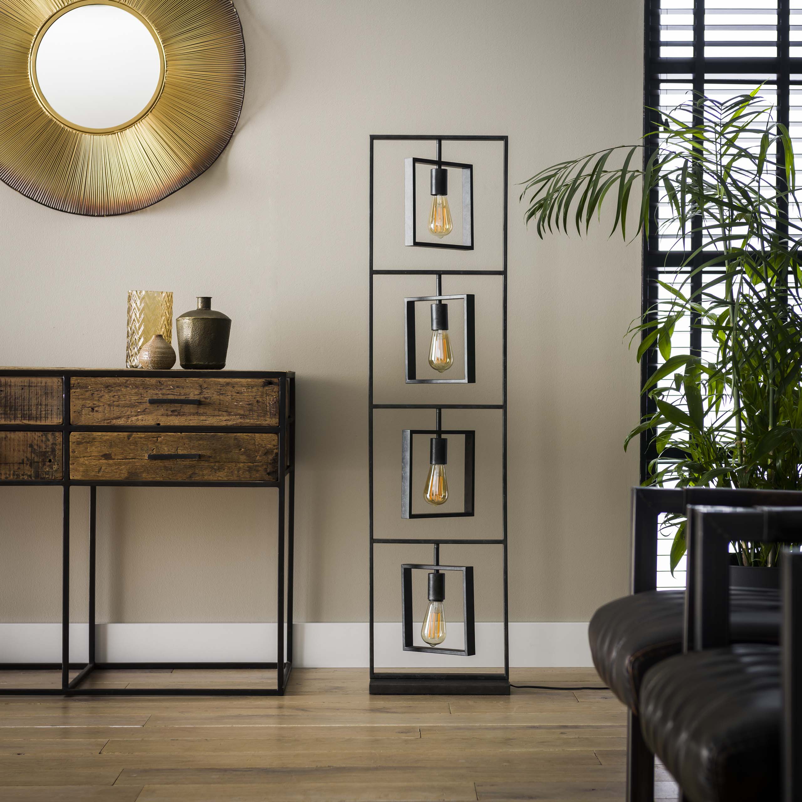 Lampadaire 4L Turn carré / Charbon