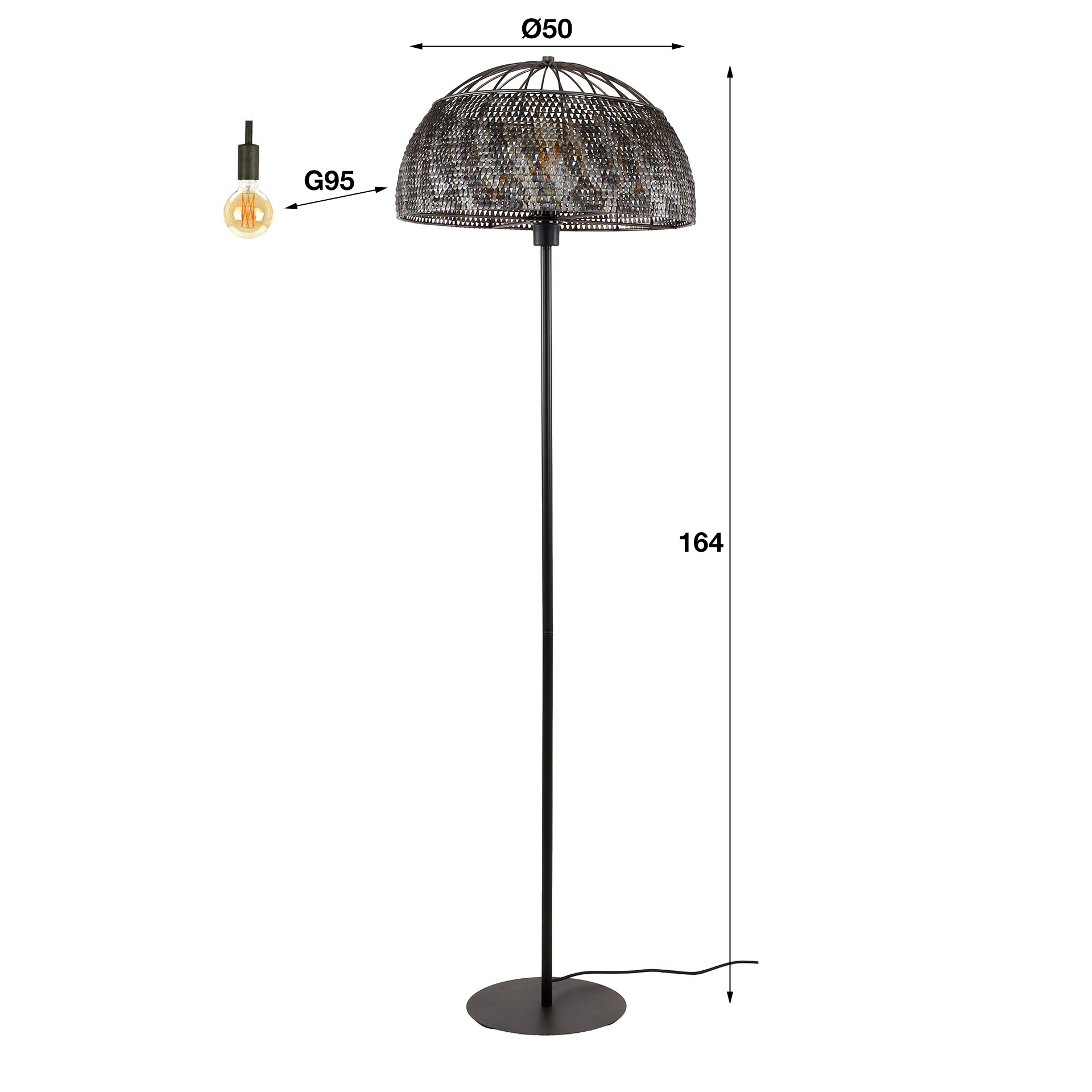 Lampadaire Ø50 armor ouvert / Brun noir