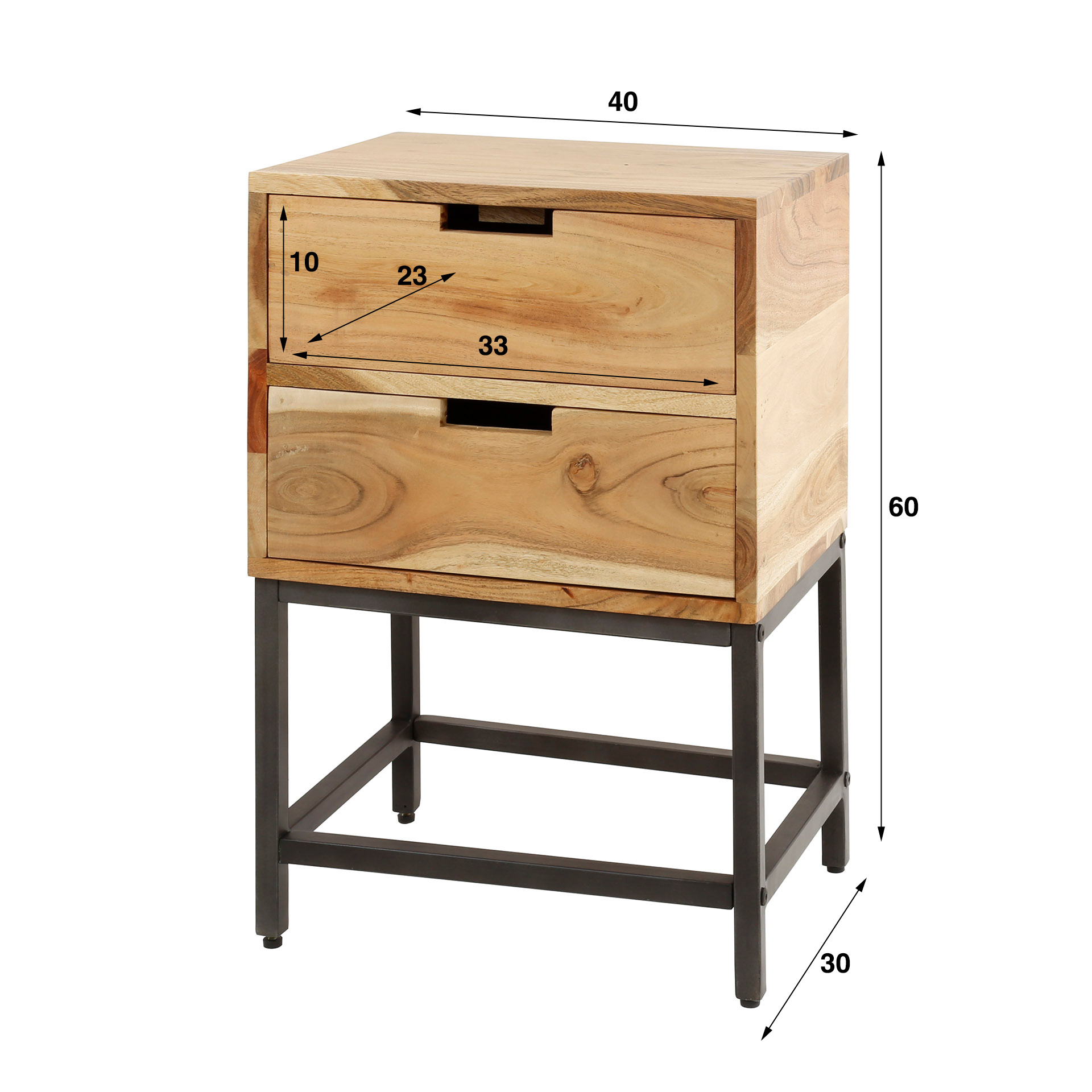 Table de chevet 2L plate / Acacia massif naturel
