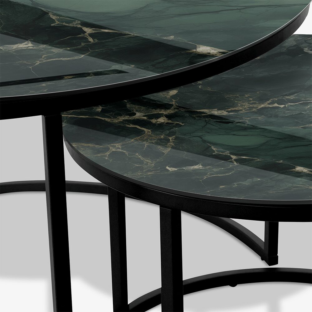 Table basse Noir - Marbre Vert & Or