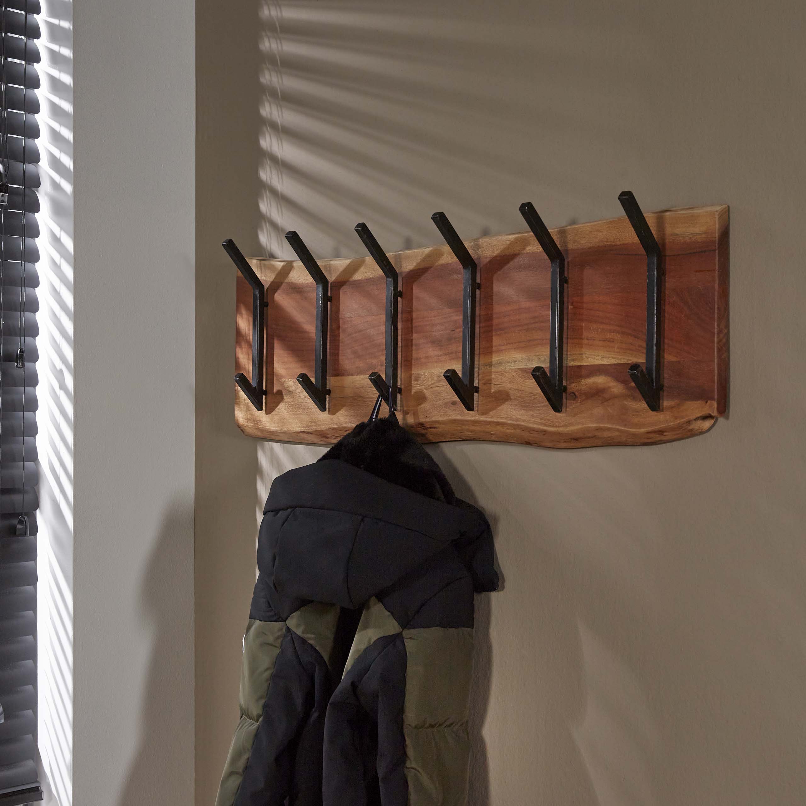 Portemanteau Edge 2x6 patères - Acacia massif