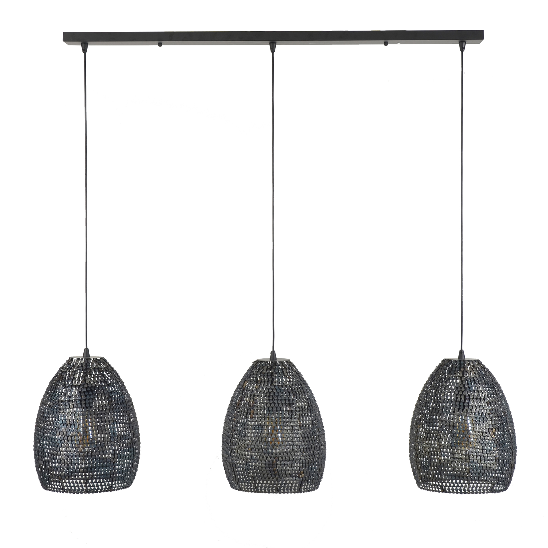Lampe à suspension 3x Ø26 armor ovale / Noir marron