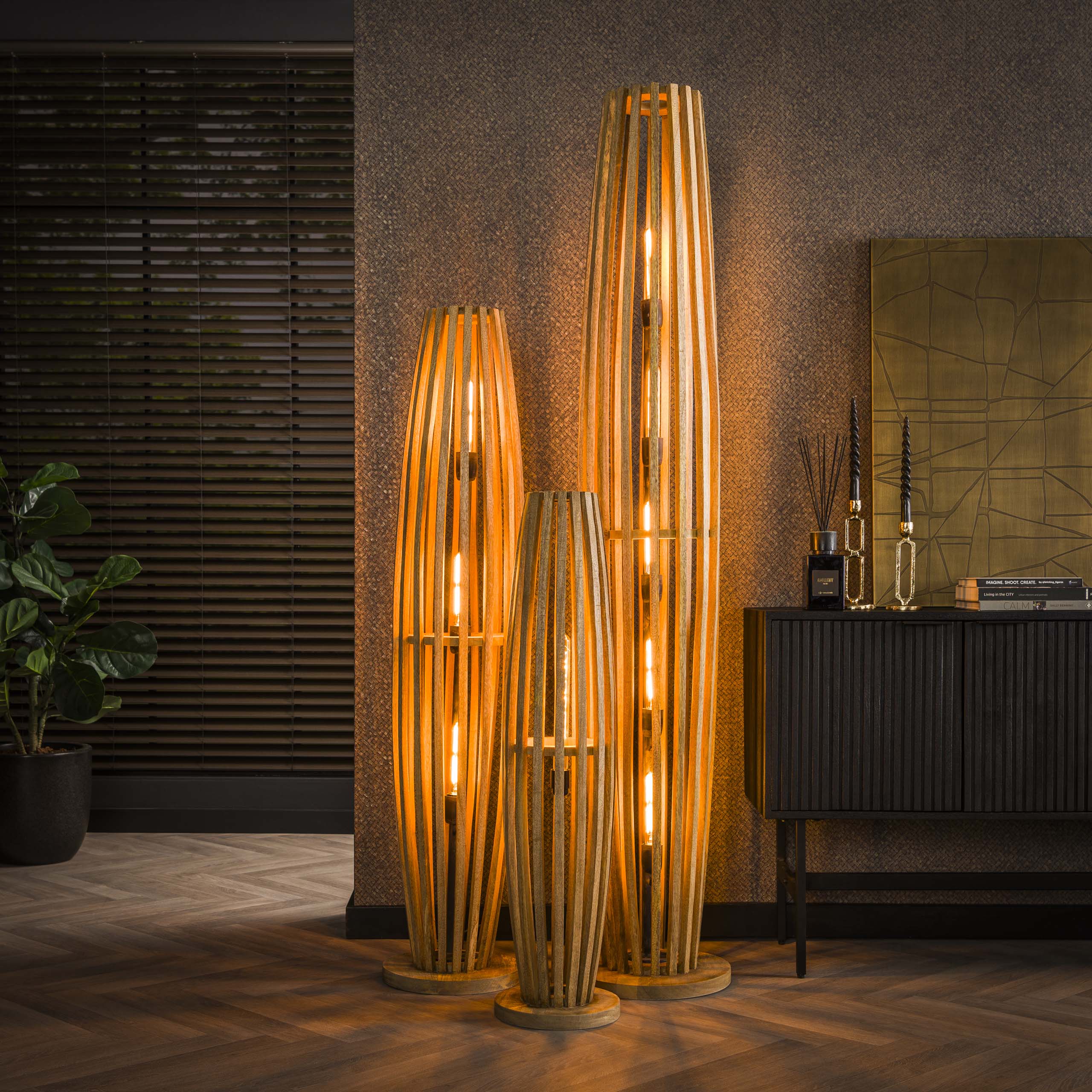 Lampadaire 5L orbite XL / Manguier massif naturel