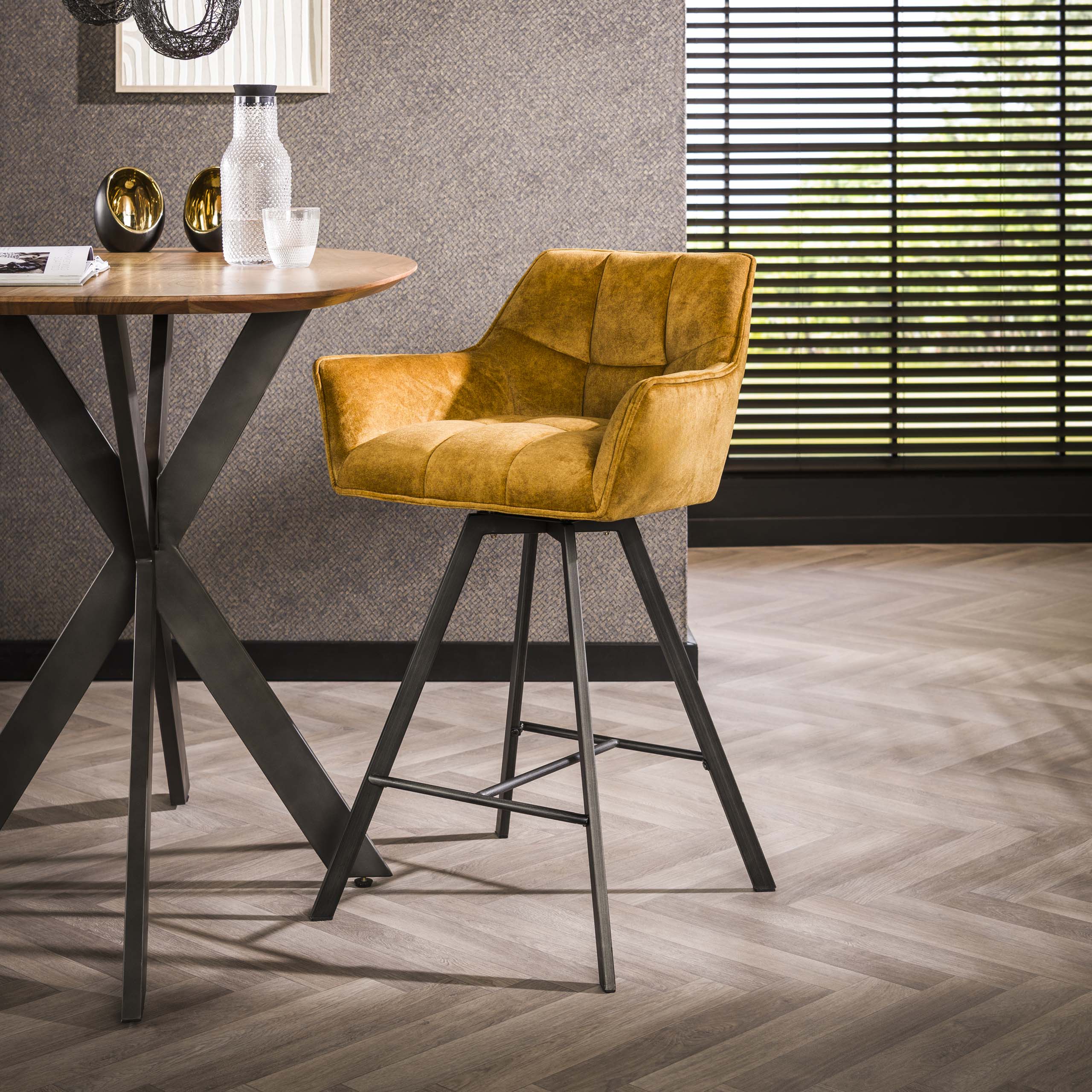 Grille de chaise de bar rotative. VPE2 / Velours doré