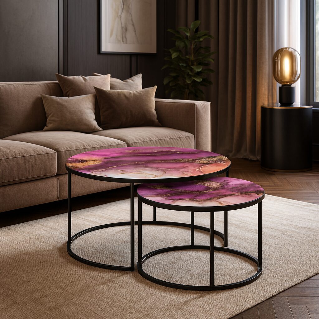 Table basse Noir - Marbre Violet
