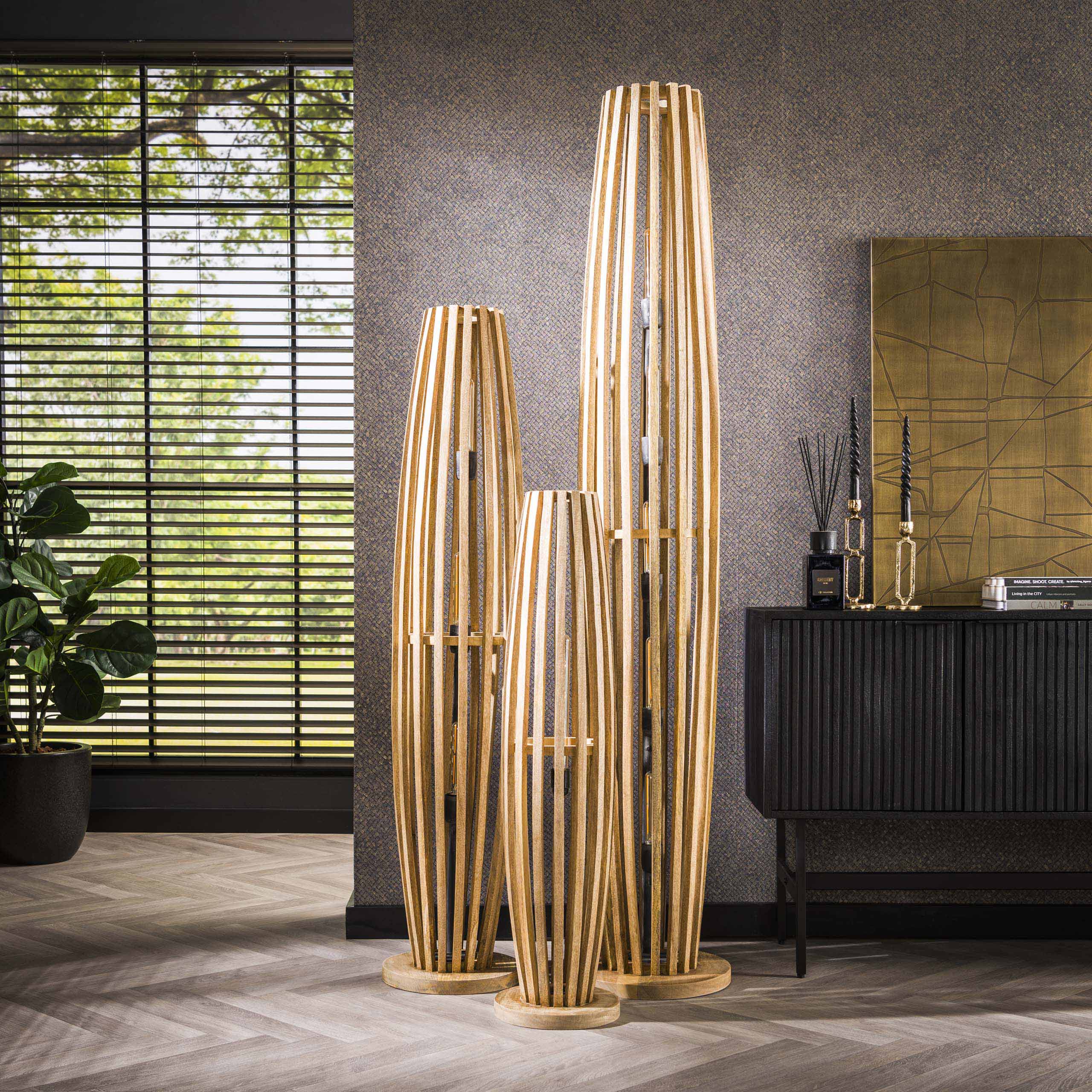 Lampadaire 5L orbite XL / Manguier massif naturel