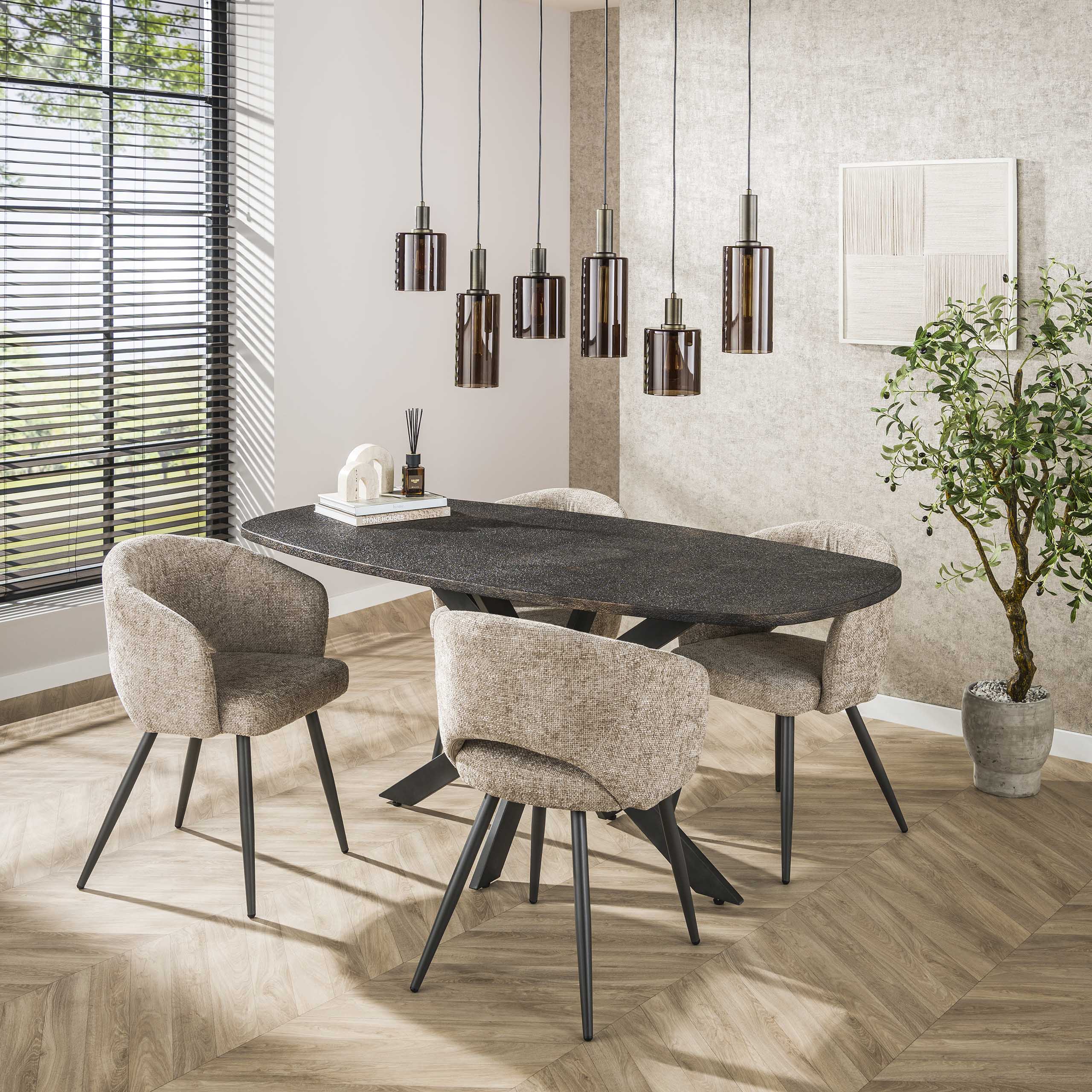 Table à manger ovale danoise métallique 180 cm - Gris