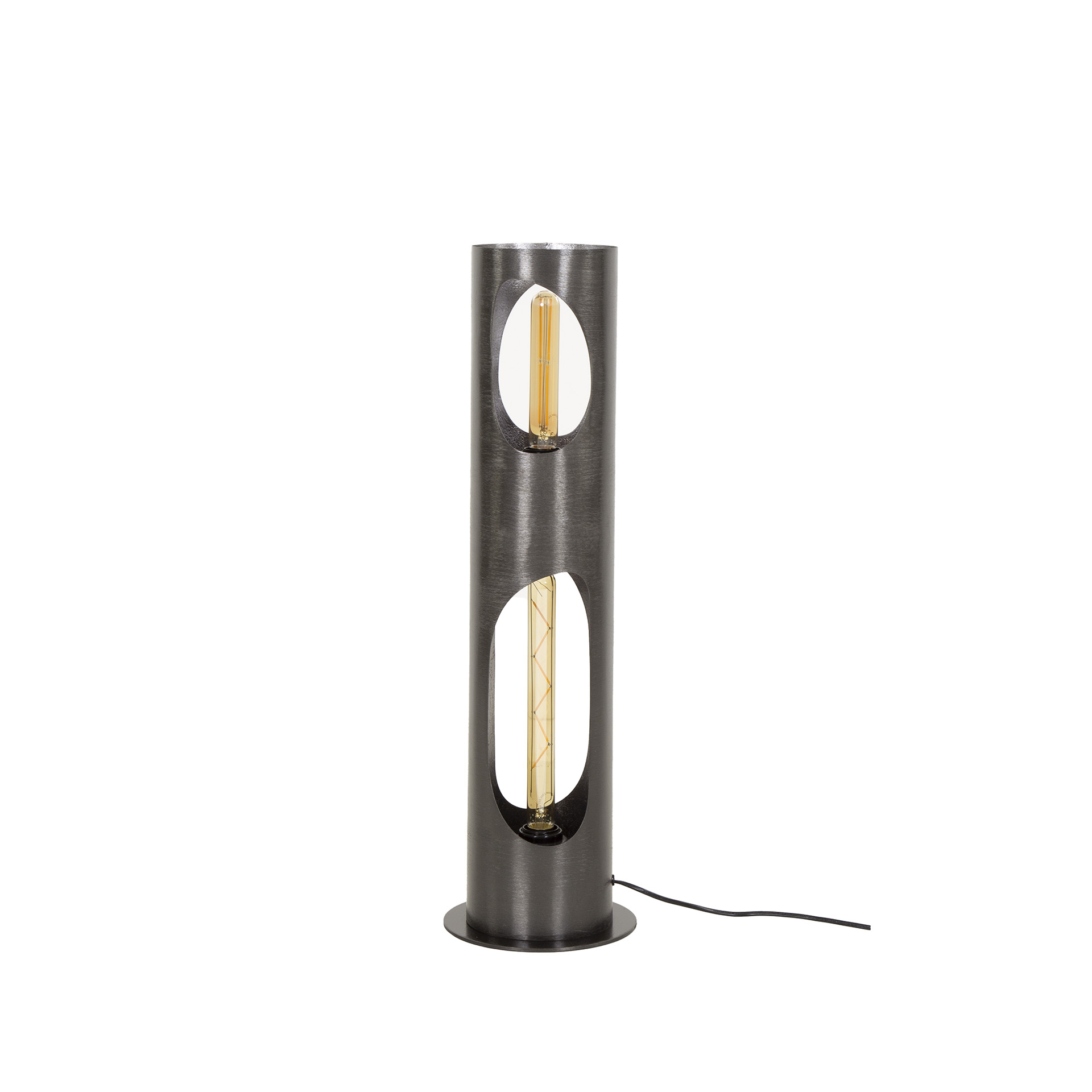 Lampadaire Organic Cylindre 2 lumières - Nickel noir