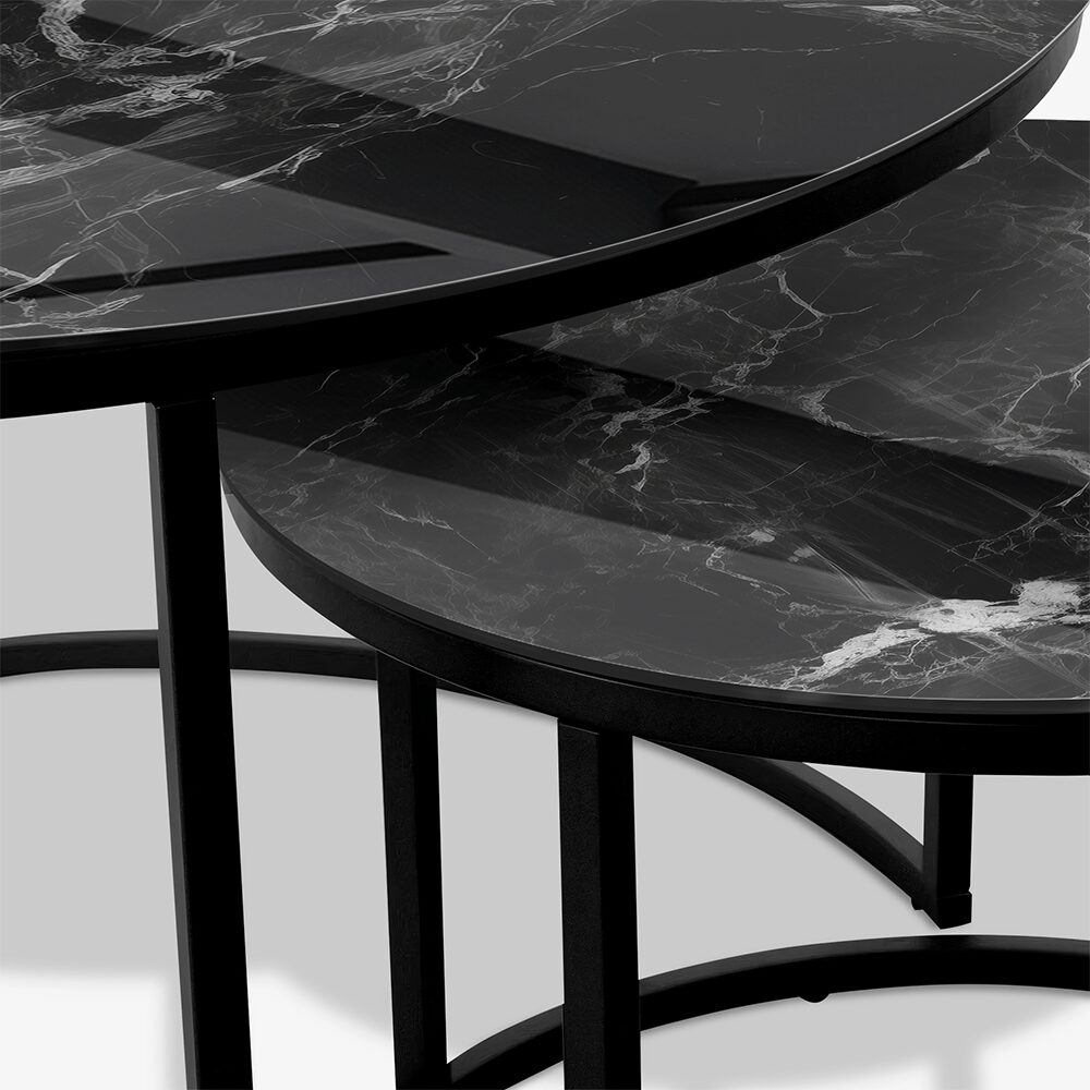 Table basse Noir - Marbre Noir & Blanc