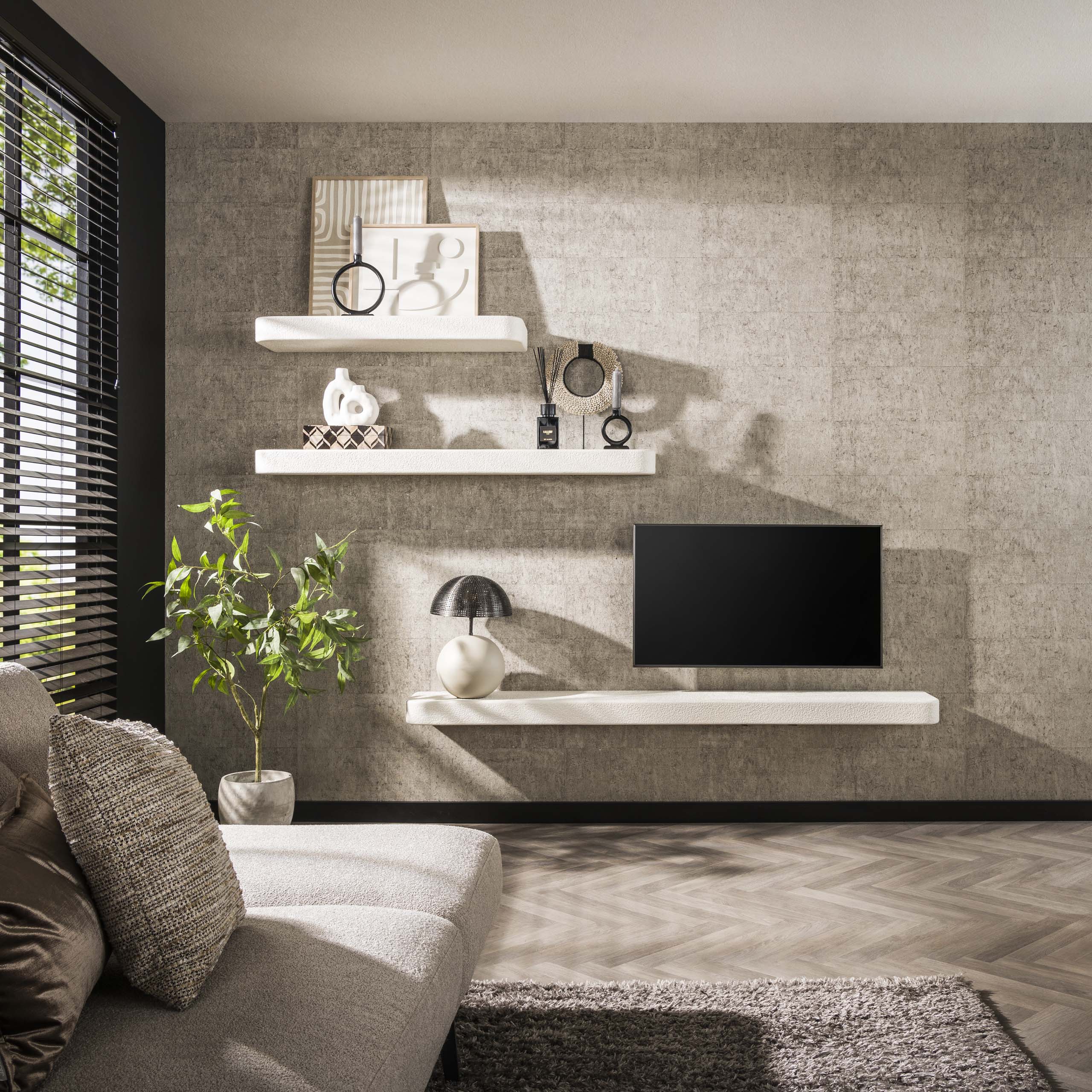 Etagère murale 200cm pierre / Marbre composite