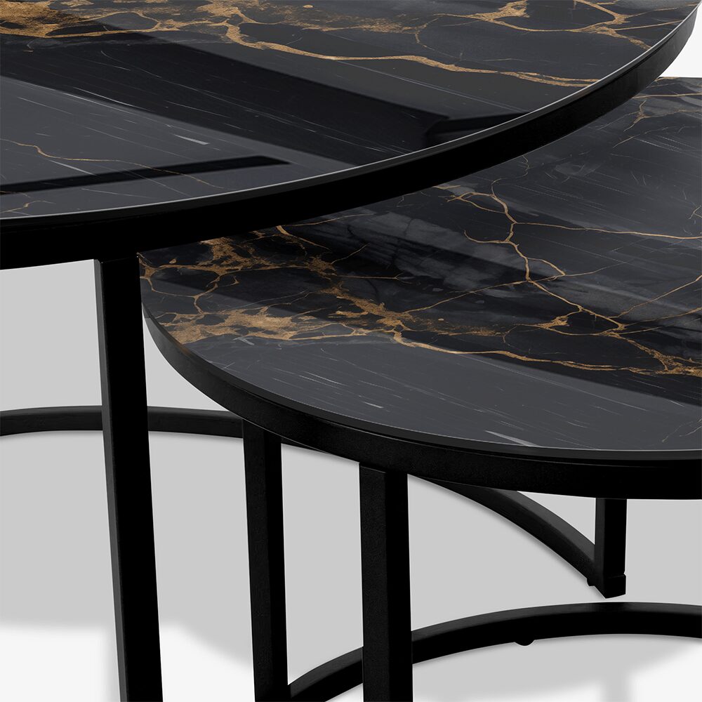 Table basse Noir - Marbre Noir & Or