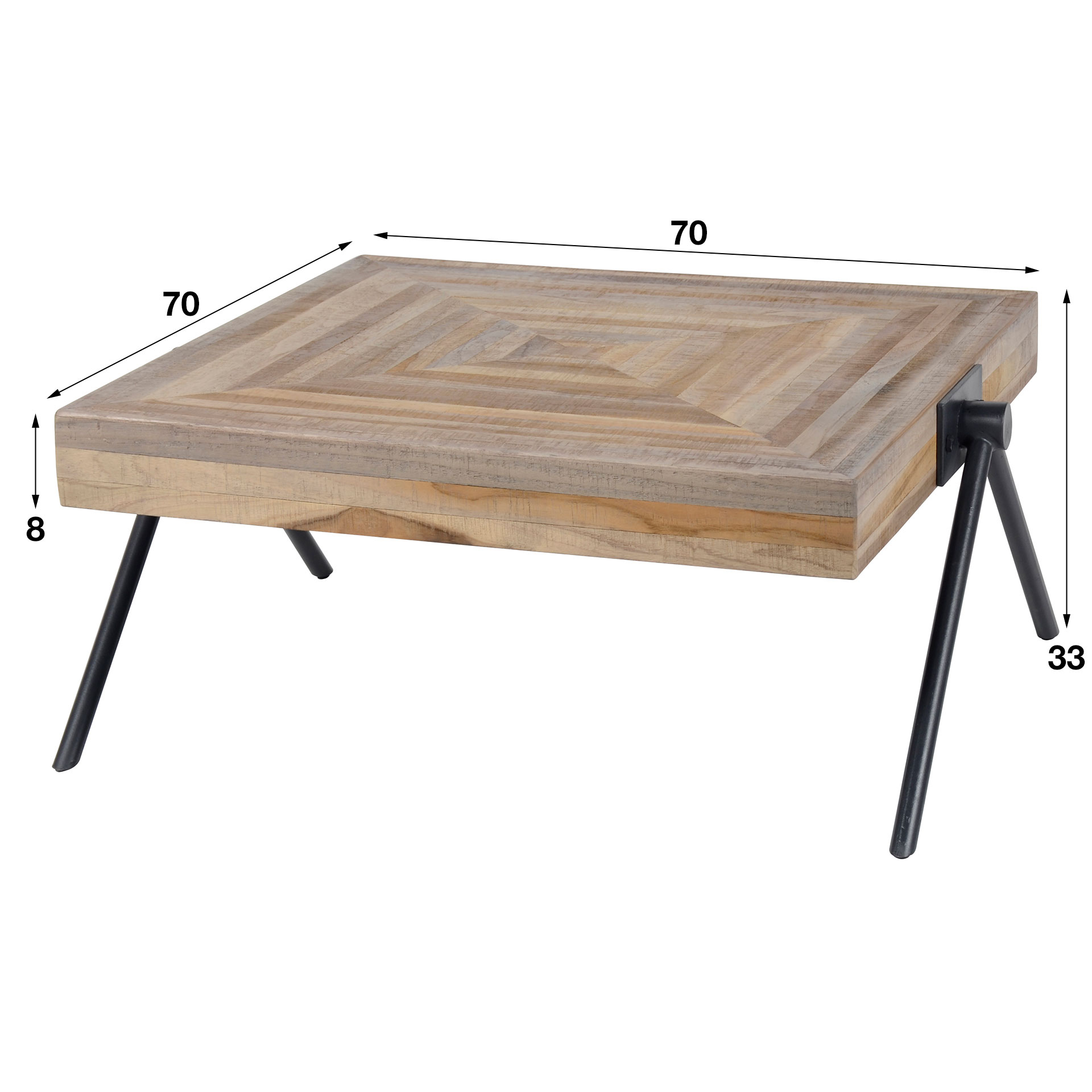 Table basse Teca balance 70x70 / Teck patiné