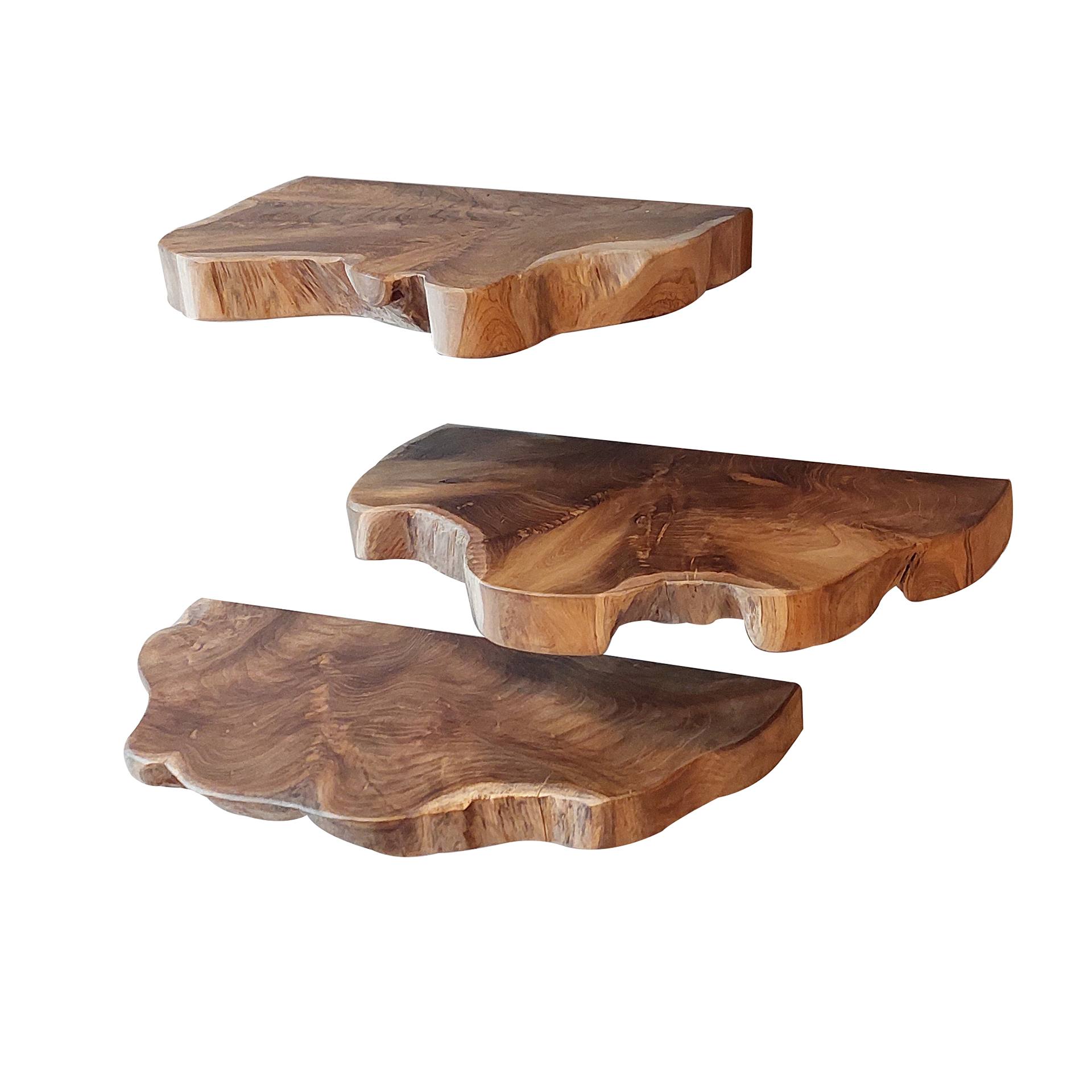 Etagère murale natural line set/3 / Bois de teck massif recyclé
