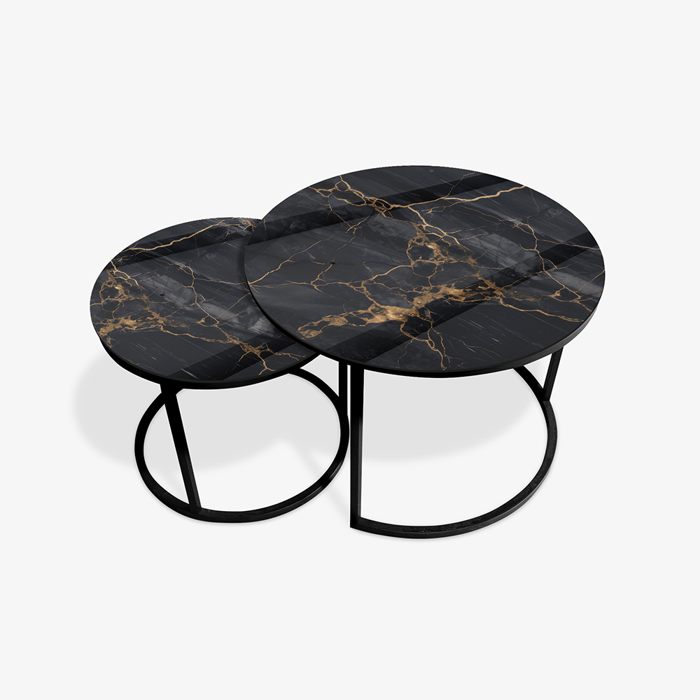 Table basse Noir - Marbre Noir & Or