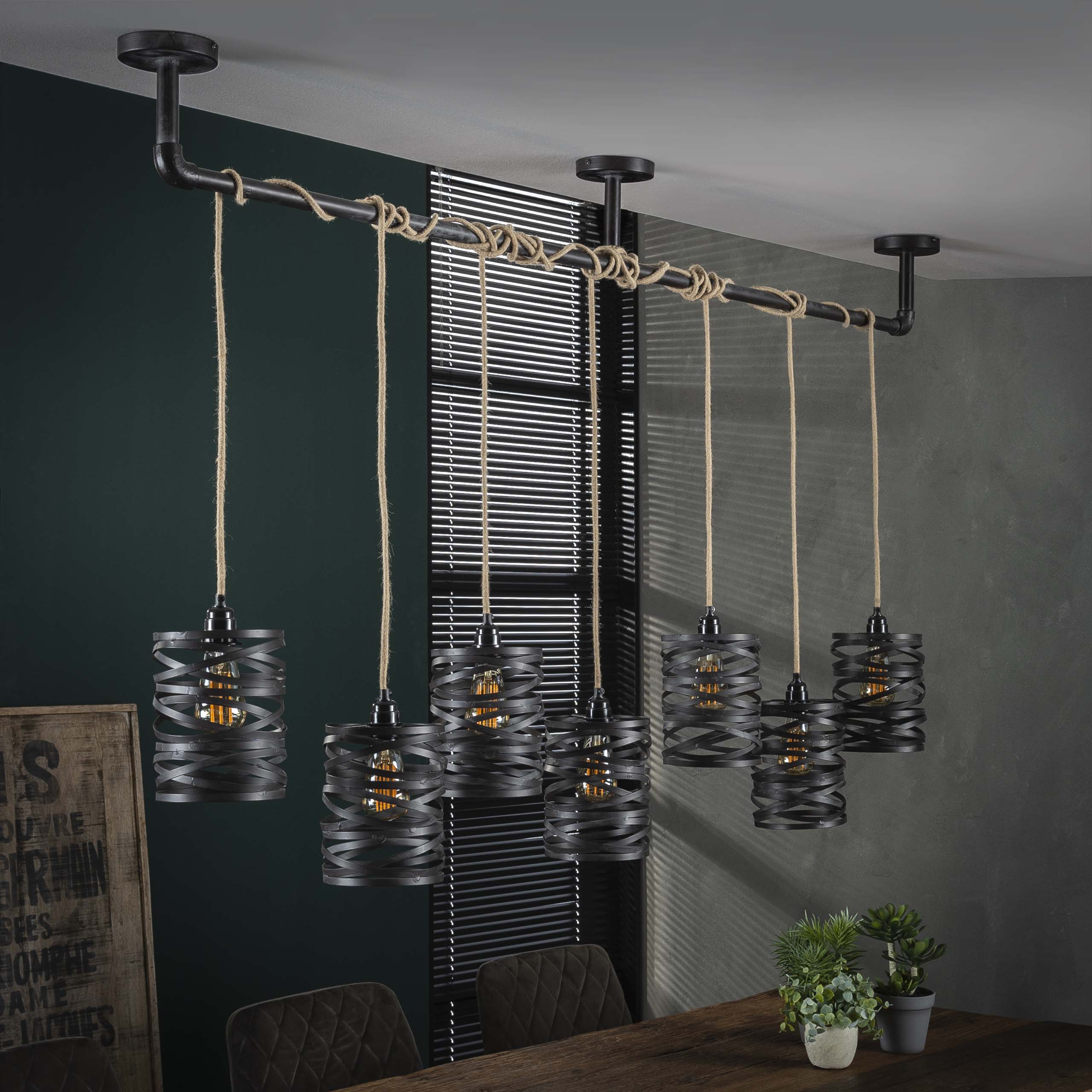 Lampe suspendue 7L twist wrap XL / Gris ardoise