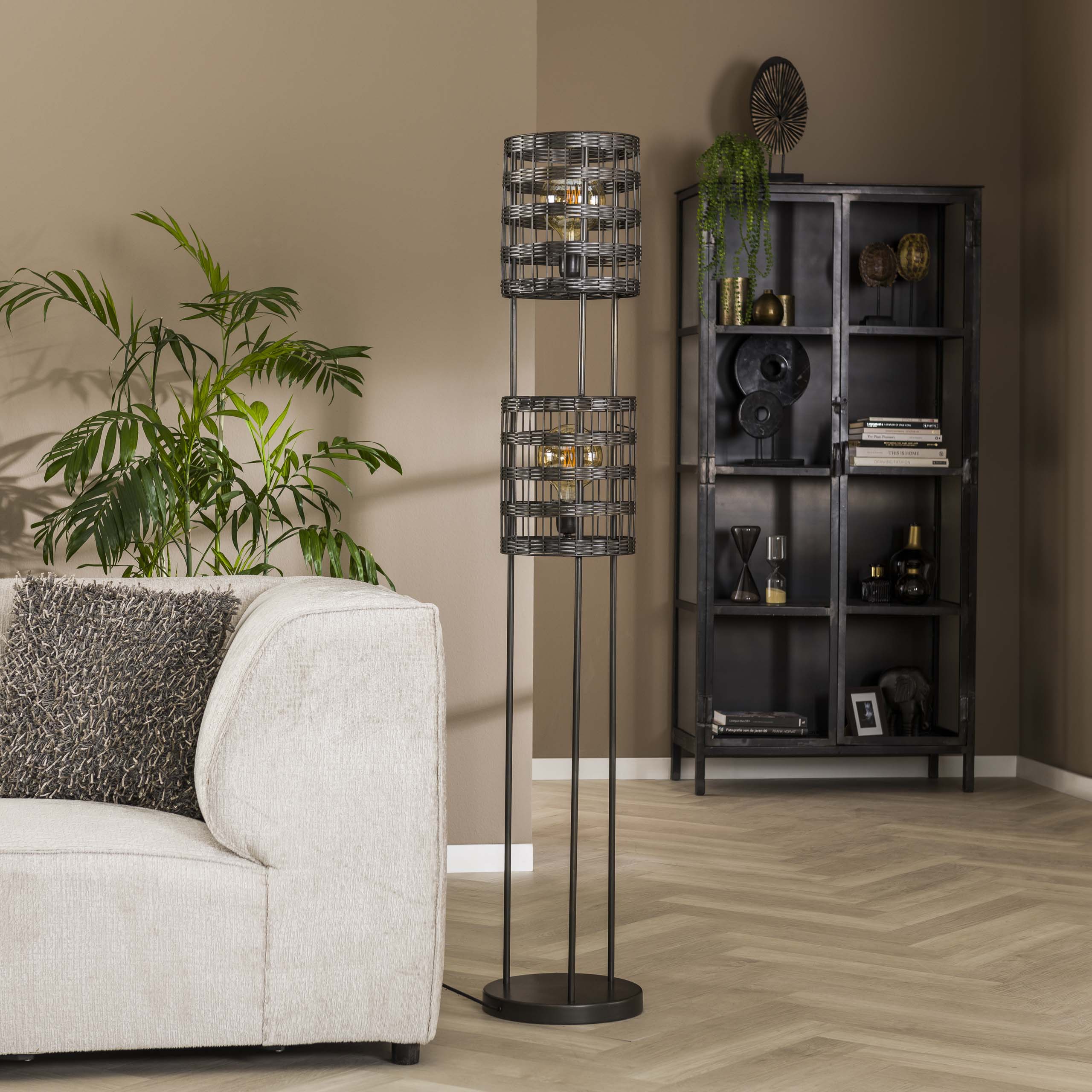 Lampadaire 2L stores métal / Nickel noir