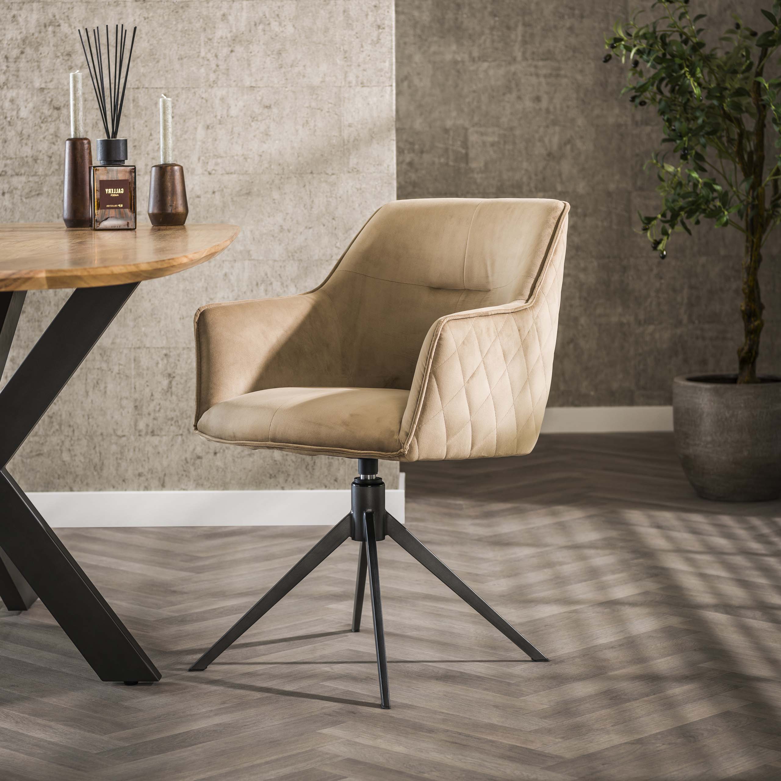 Tirette de fauteuil rotative. VPE2 / Velours champagne