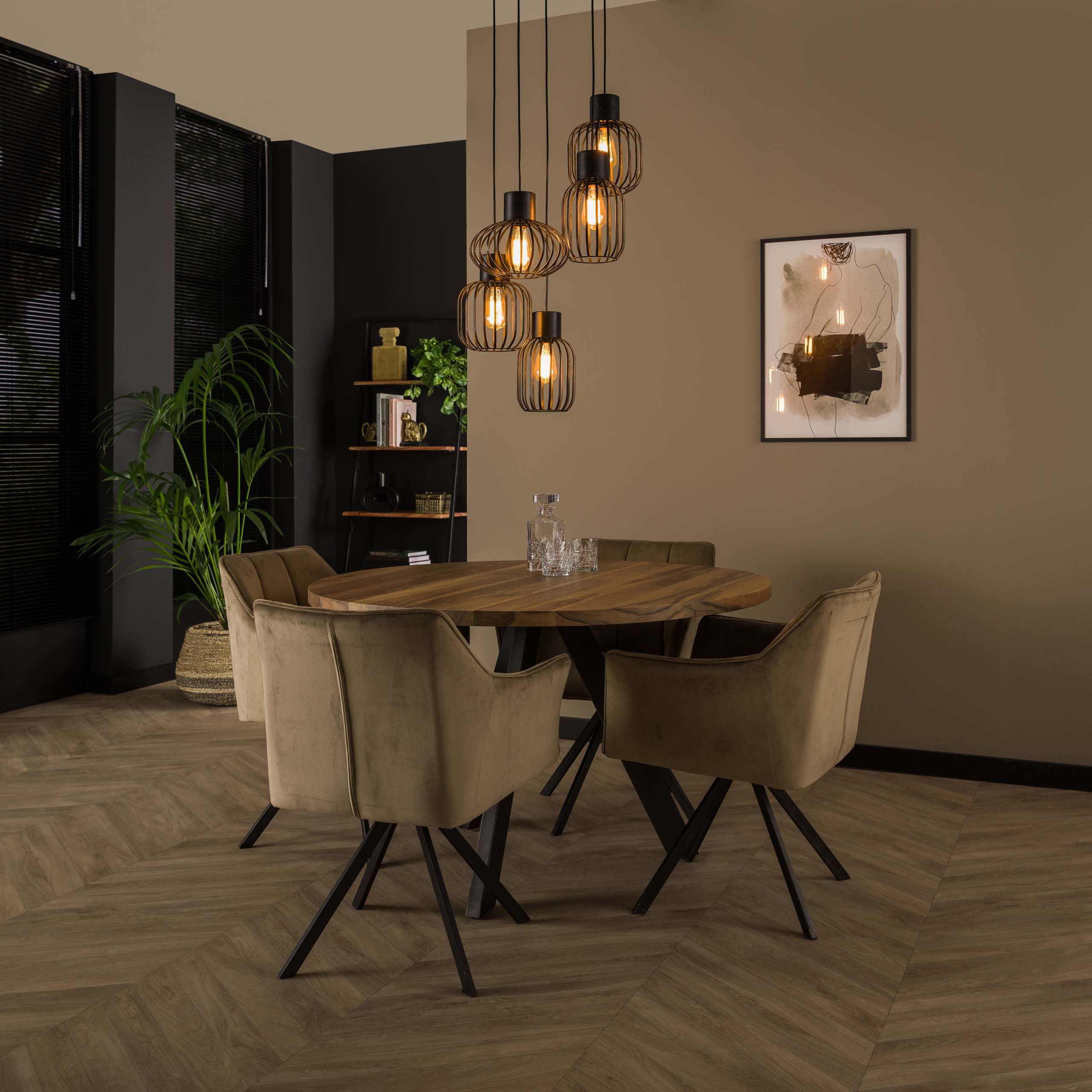 Lampe à suspension 5L étagée mix métal / Charbon