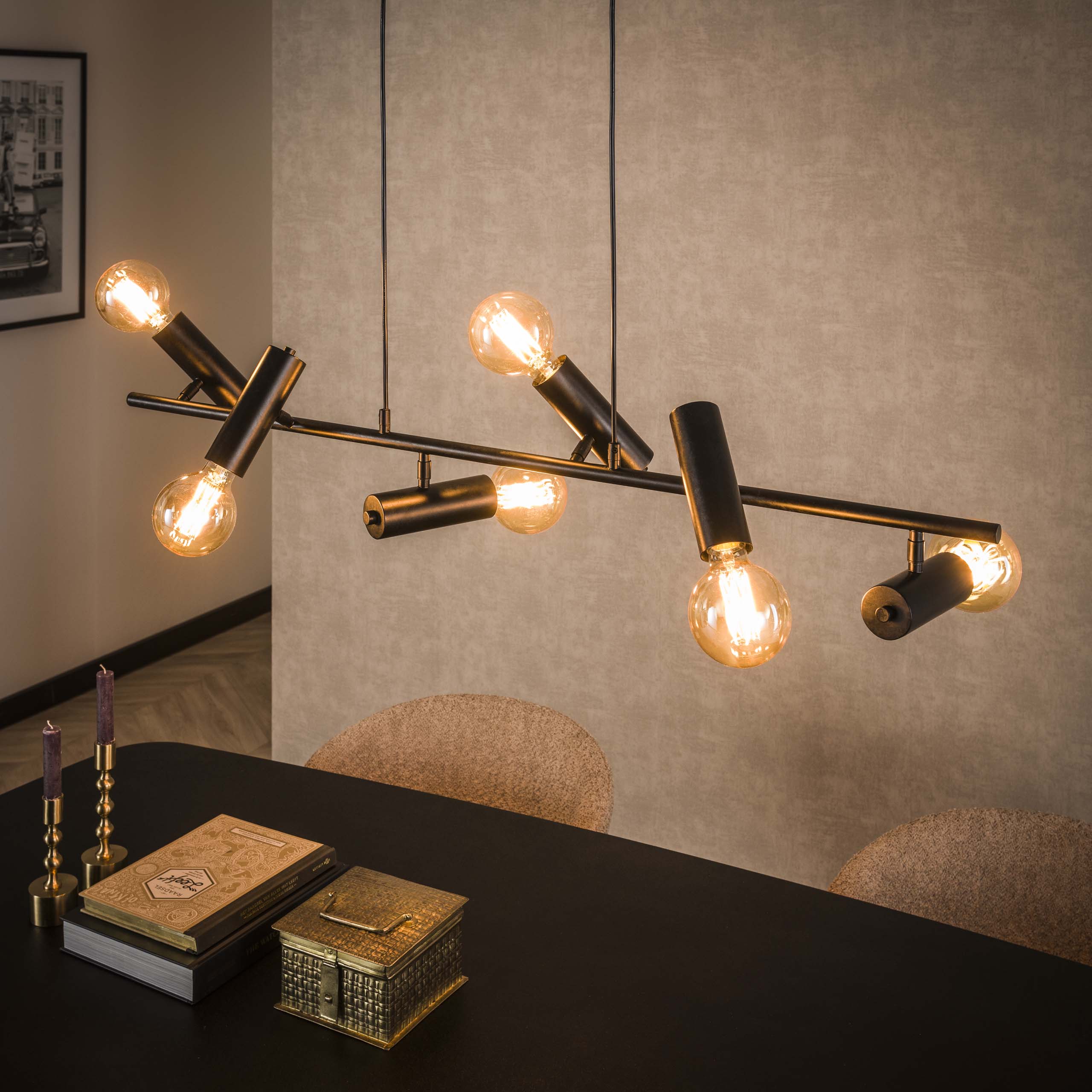 Lampe suspendue 6L point / Charbon