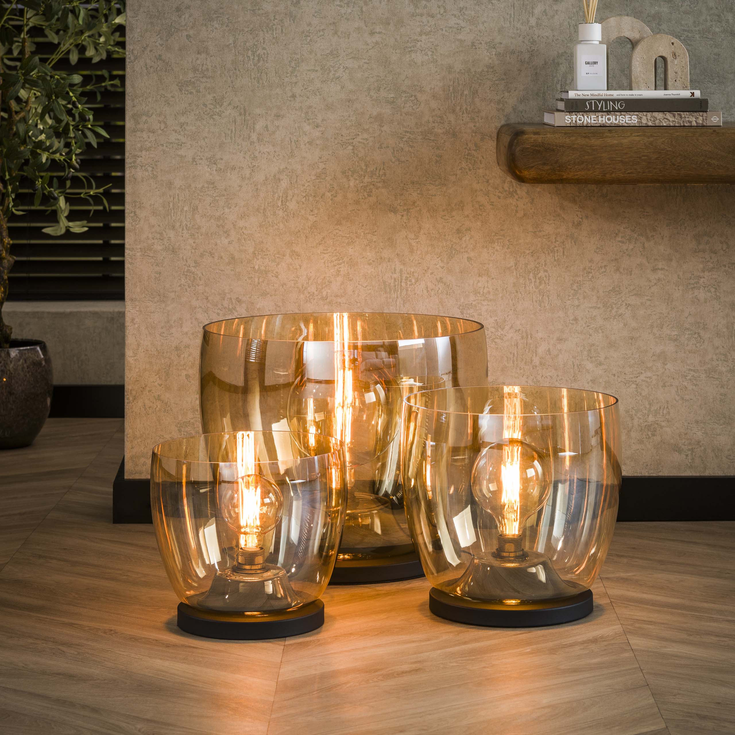 Lampadaire UP L 1 lumière - Verre ambré