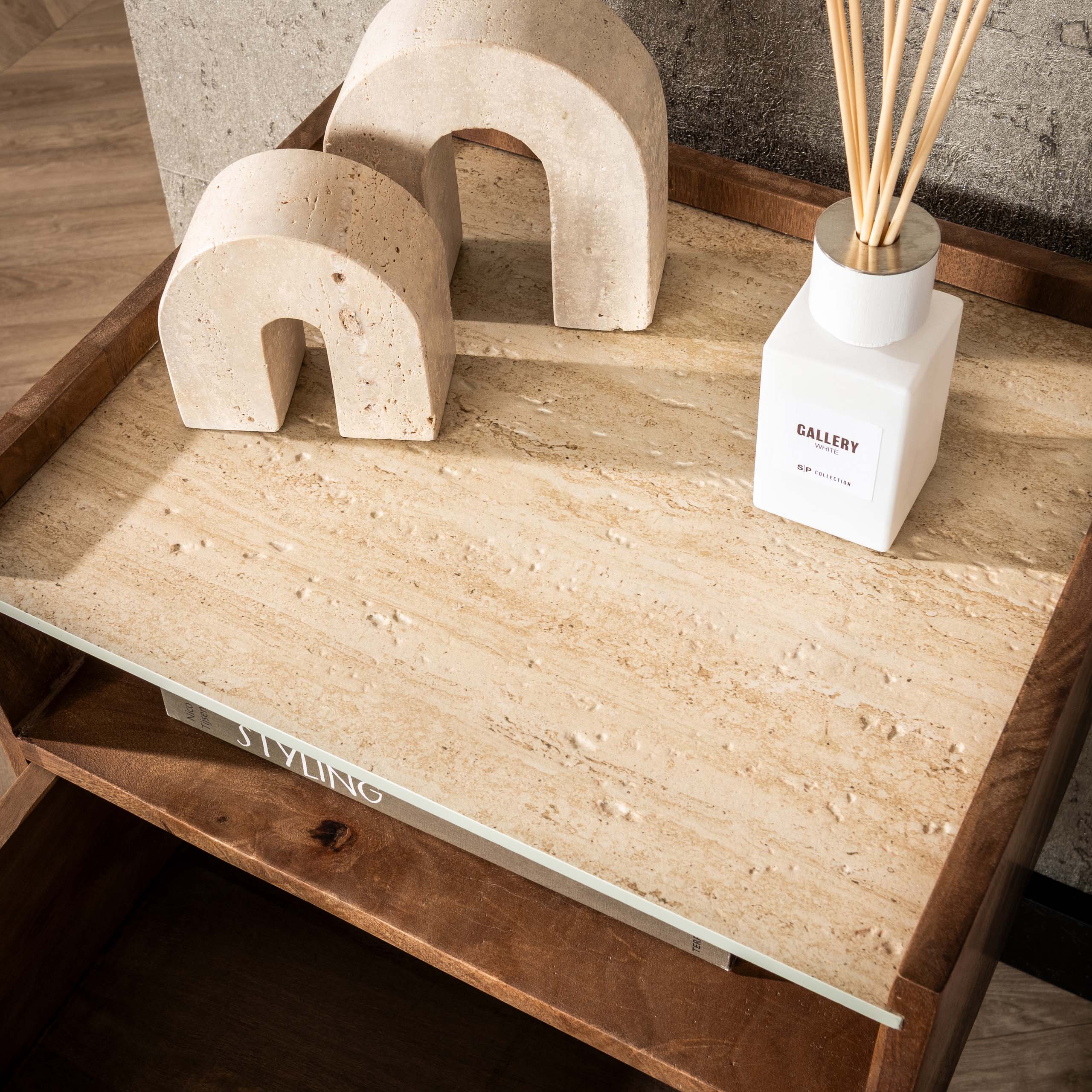 Table de chevet flottante Nuovo - 1 tiroir - Coloris manguier massif sable