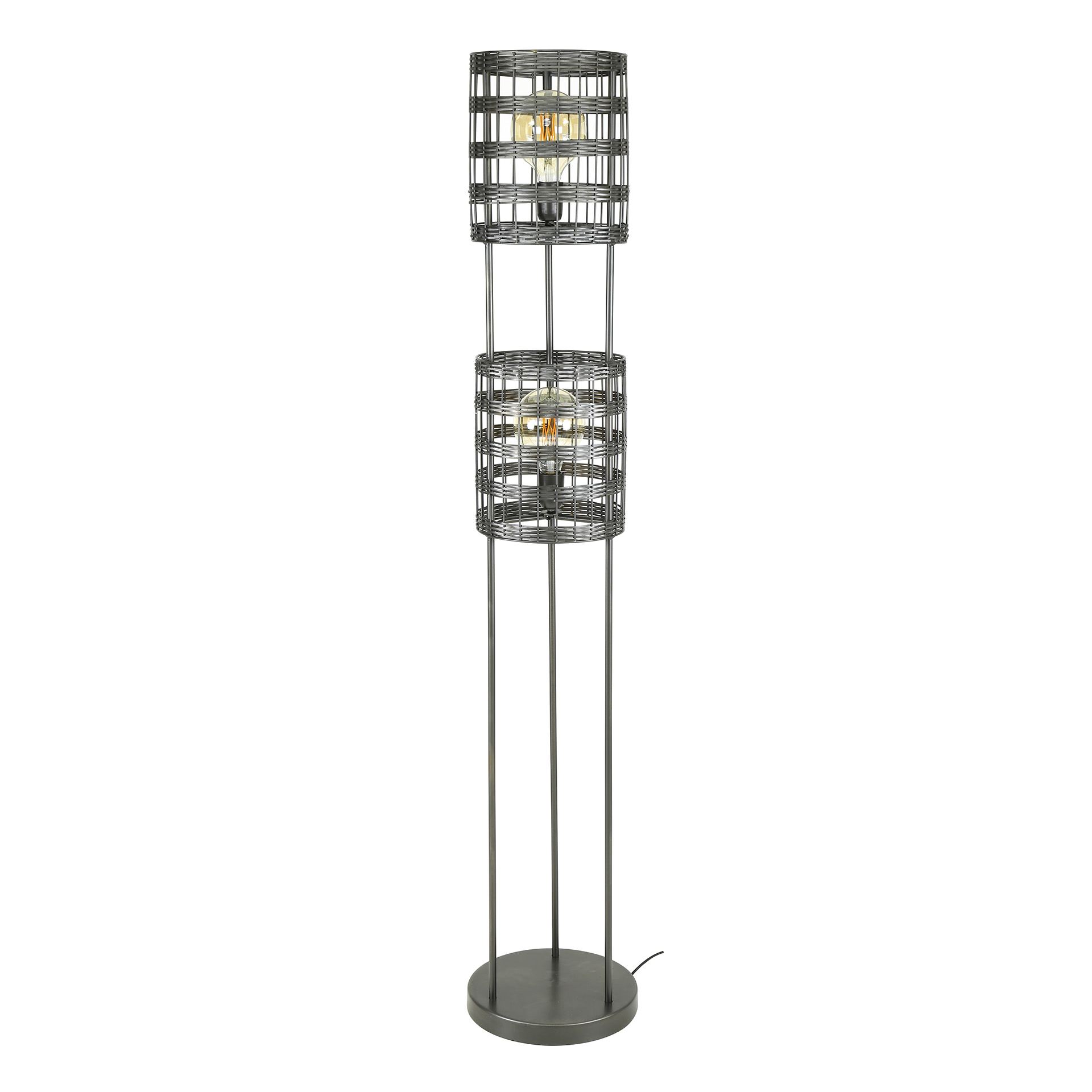 Lampadaire 2L stores métal / Nickel noir