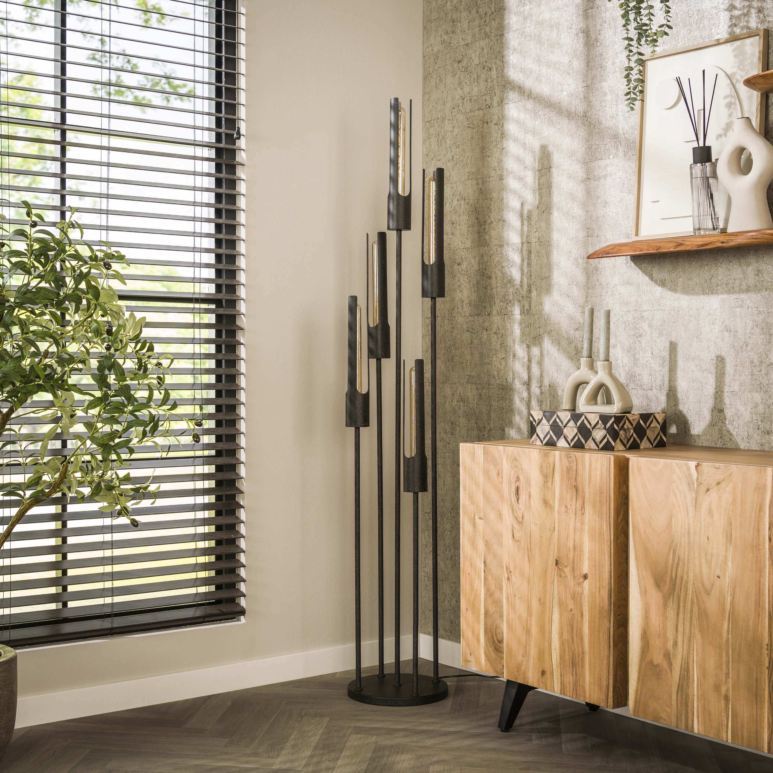 Lampadaire tube étagé 5L / Noir Artic