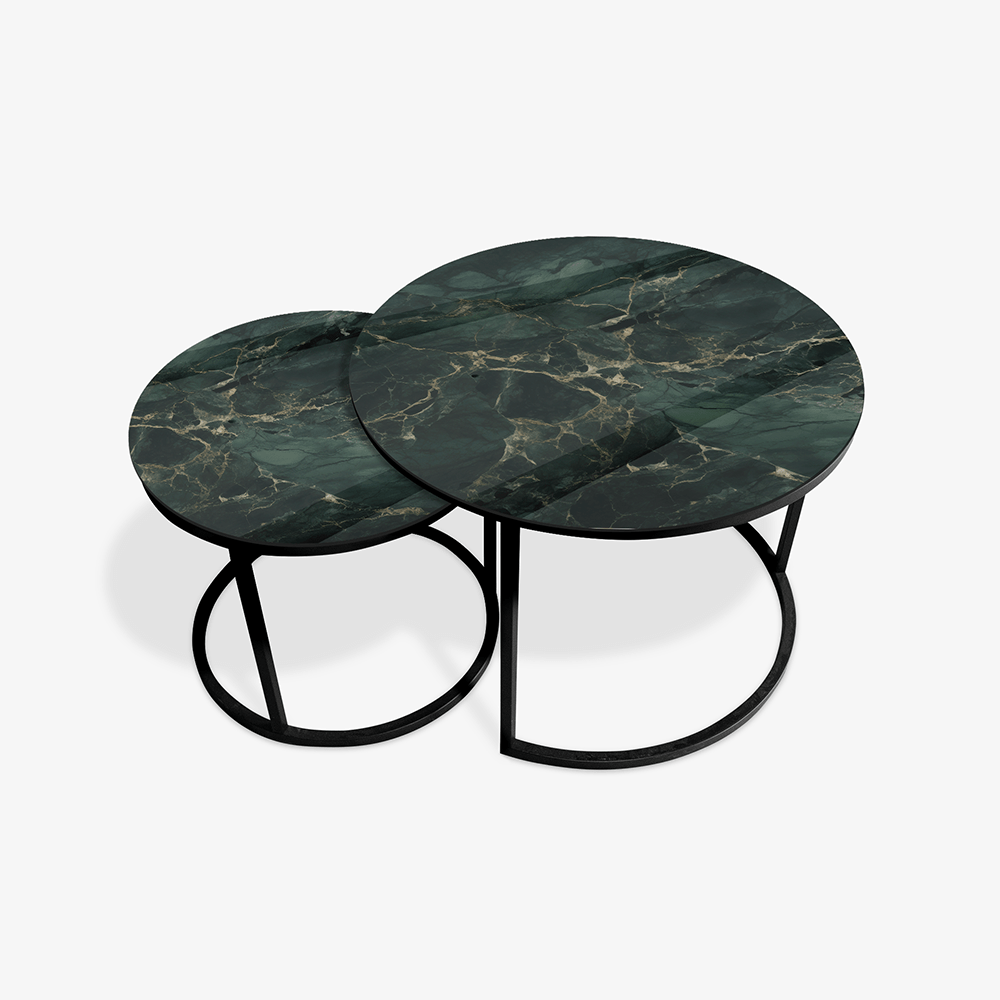 Table basse Noir - Marbre Vert & Or