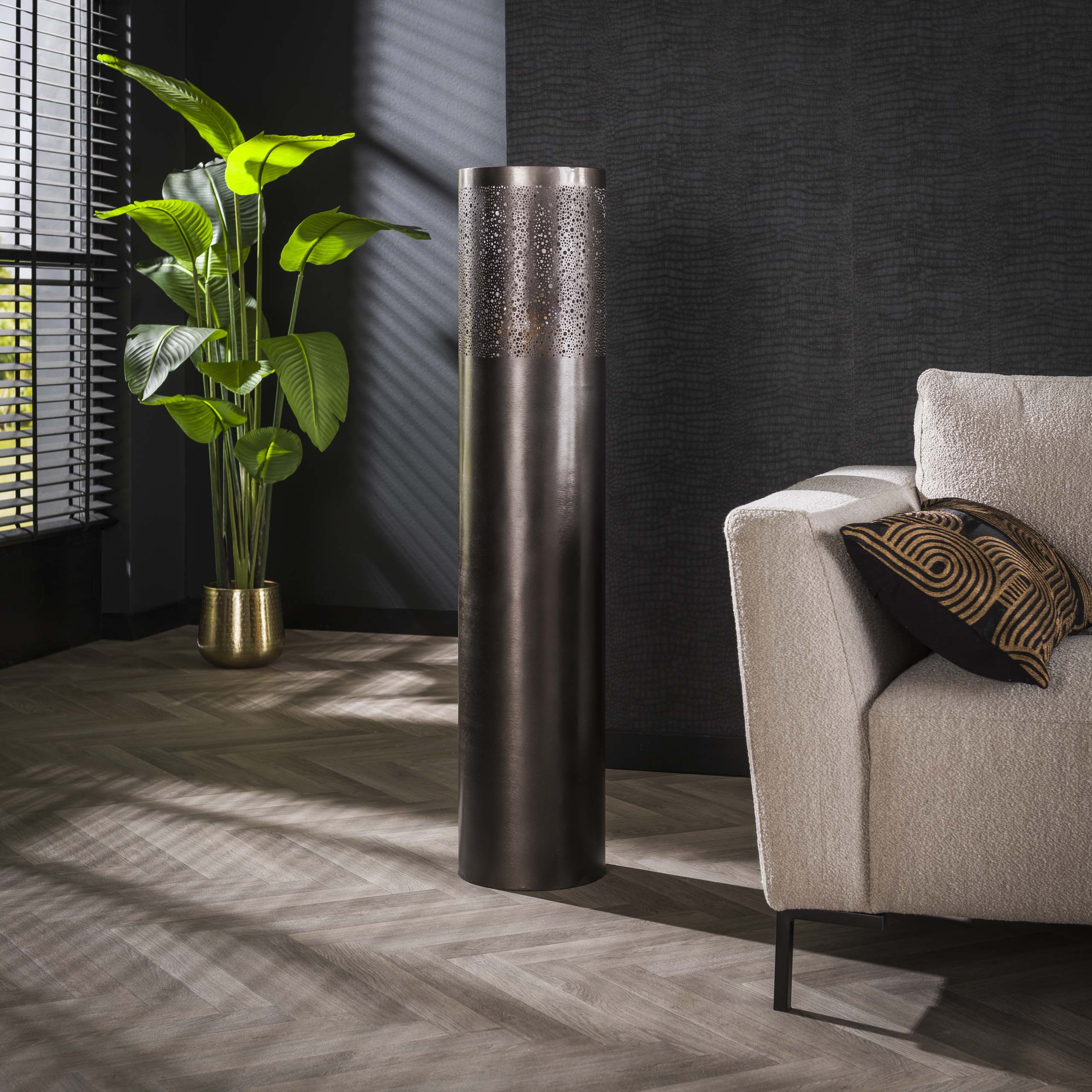 Lampadaire Cylindre Glow 1 lumière 120 cm - Nickel noir