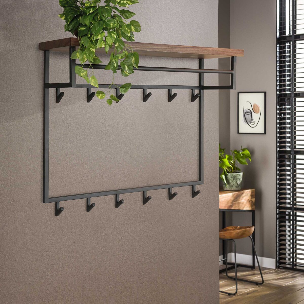 Porte-manteau Daytona 12 haken hoedenplank / Solid Saja (Natural) – Image 4