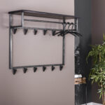 Porte-manteau yucon hoog 12 haken hoedenplank / Solid Acacia (Black) – Image 2