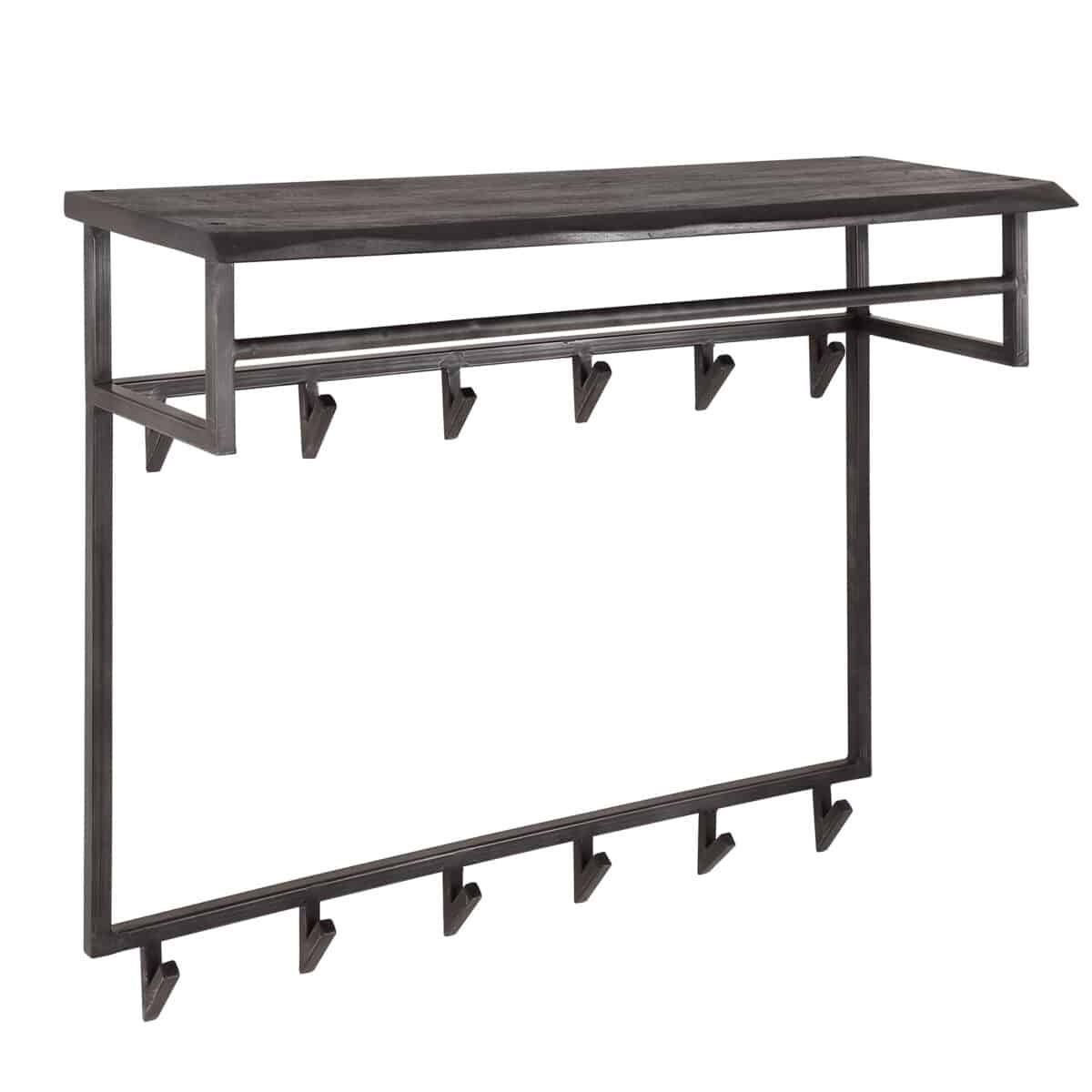 Porte-manteau yucon hoog 12 haken hoedenplank / Solid Acacia (Black) – Image 4