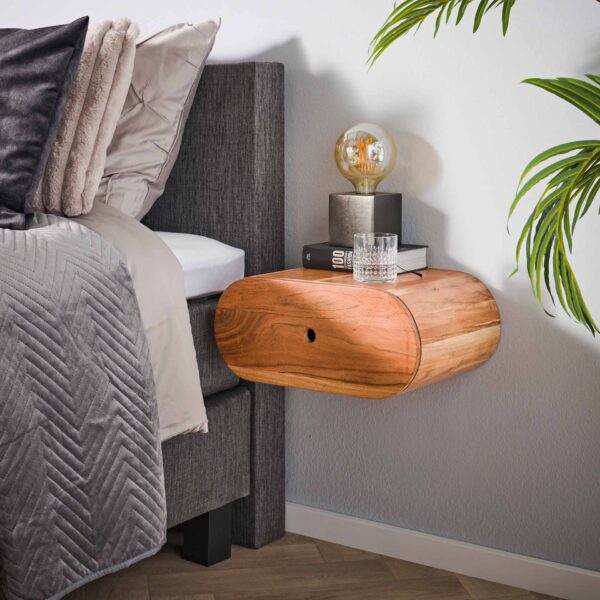 Table de chevet 1L bend / Acacia naturel massif