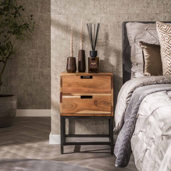 Table de chevet 2L flat / Acacia naturel massif