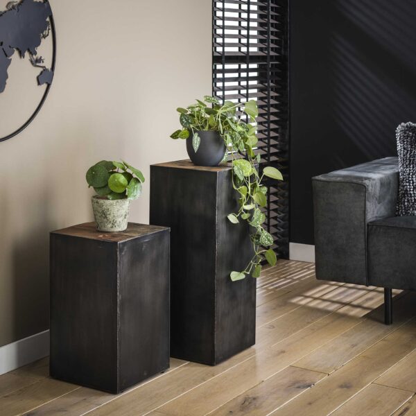 Colonne de fleurs 70 natural brush Raft steel / Bois dur robuste