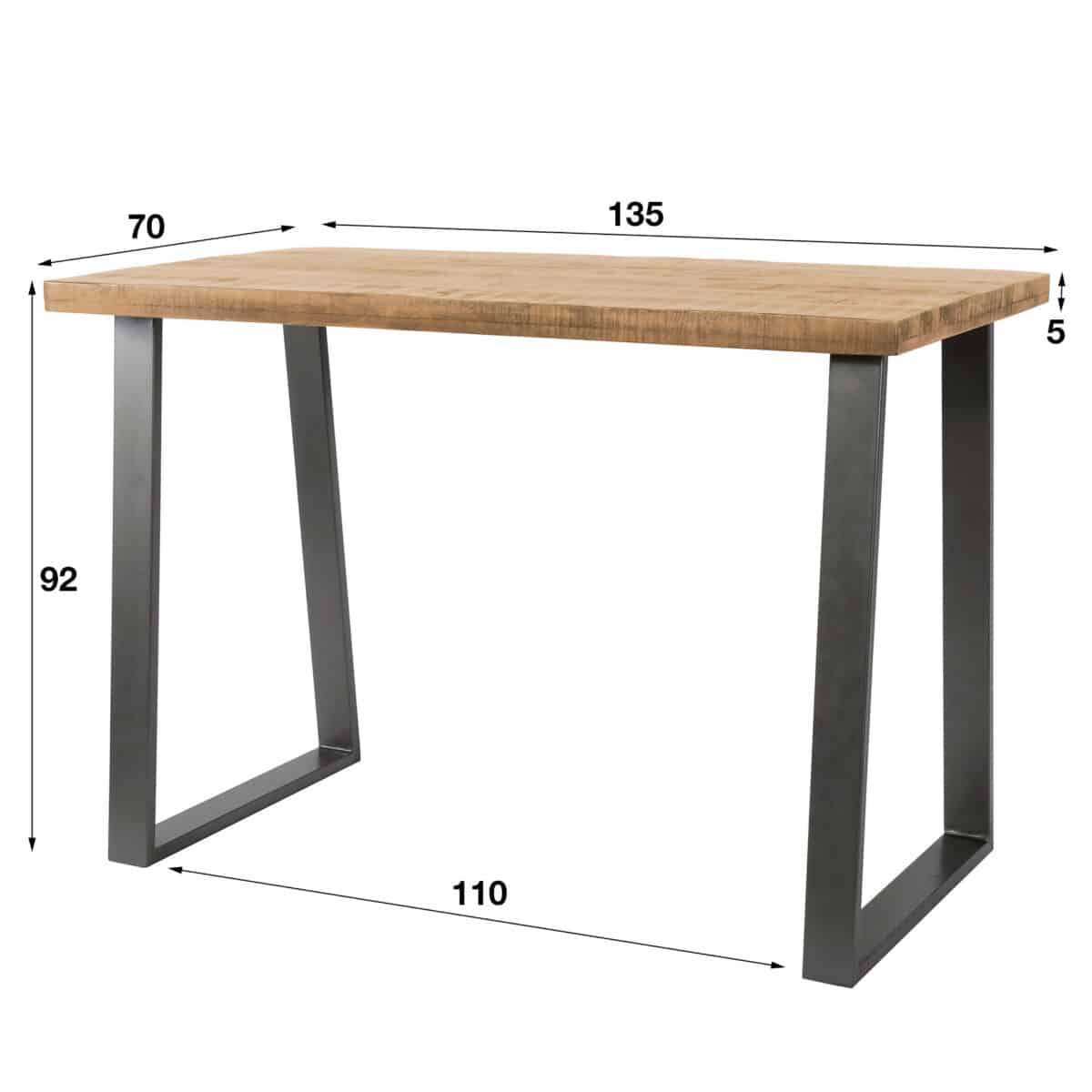 Table de bar 135x70 massief trapeziumvormig / Solid Mango (Antique Natural) – Image 5