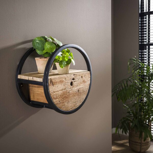Armoire murale circular Ø40 met lade / Bois dur robuste
