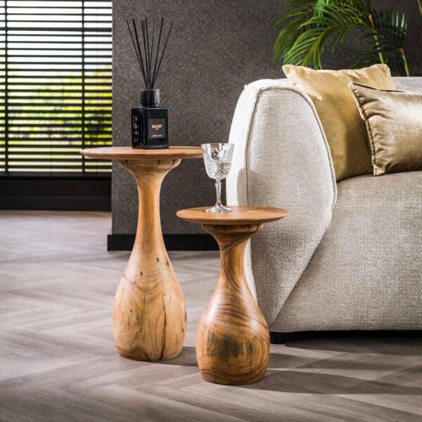 Table d'appoint set/2 massieve voet druppel / Acacia massif