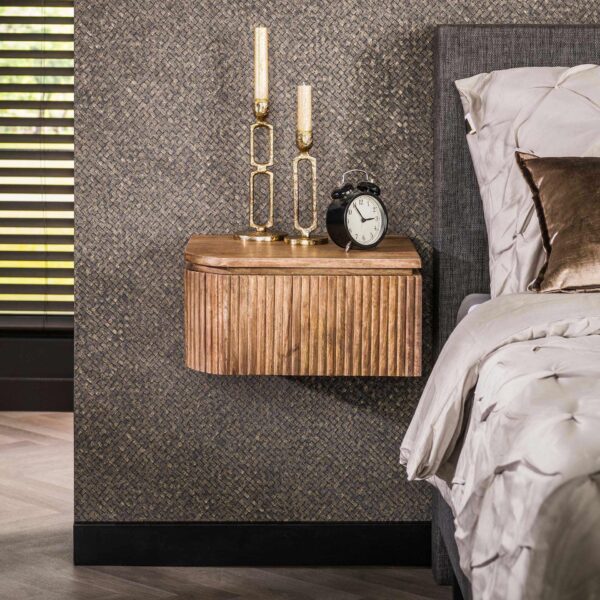 Table de chevet set/2 wave L+R afgerond / Solid Mango (Sand Color)