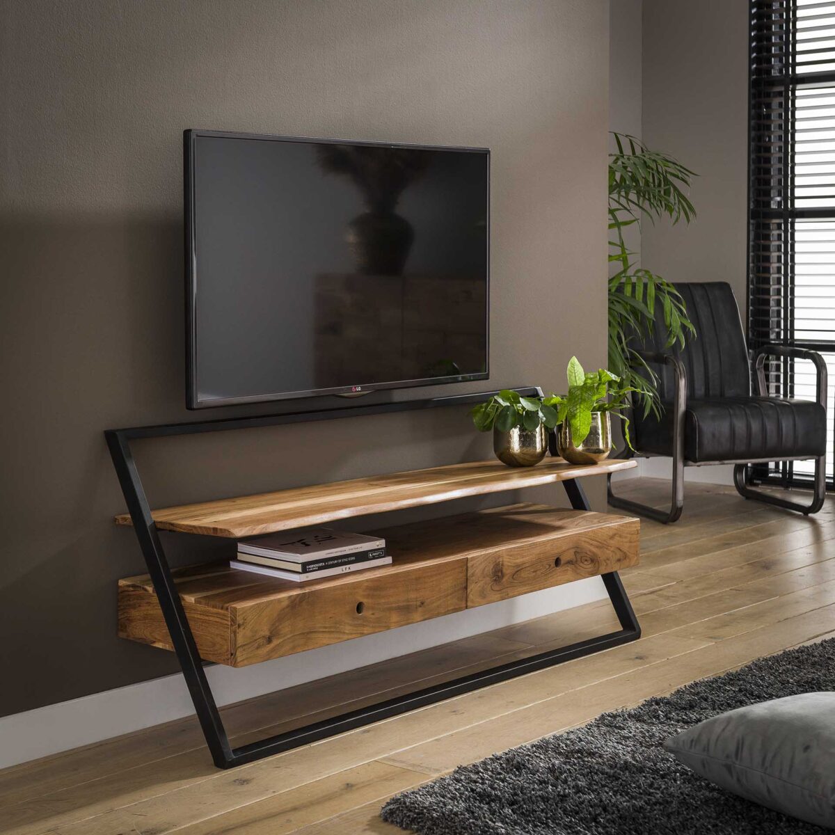 Meuble TV lean 2L / Acacia naturel massif – Image 1
