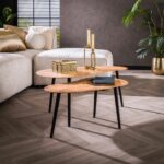 Table basse set/2 niervormig organisch / Acacia massif