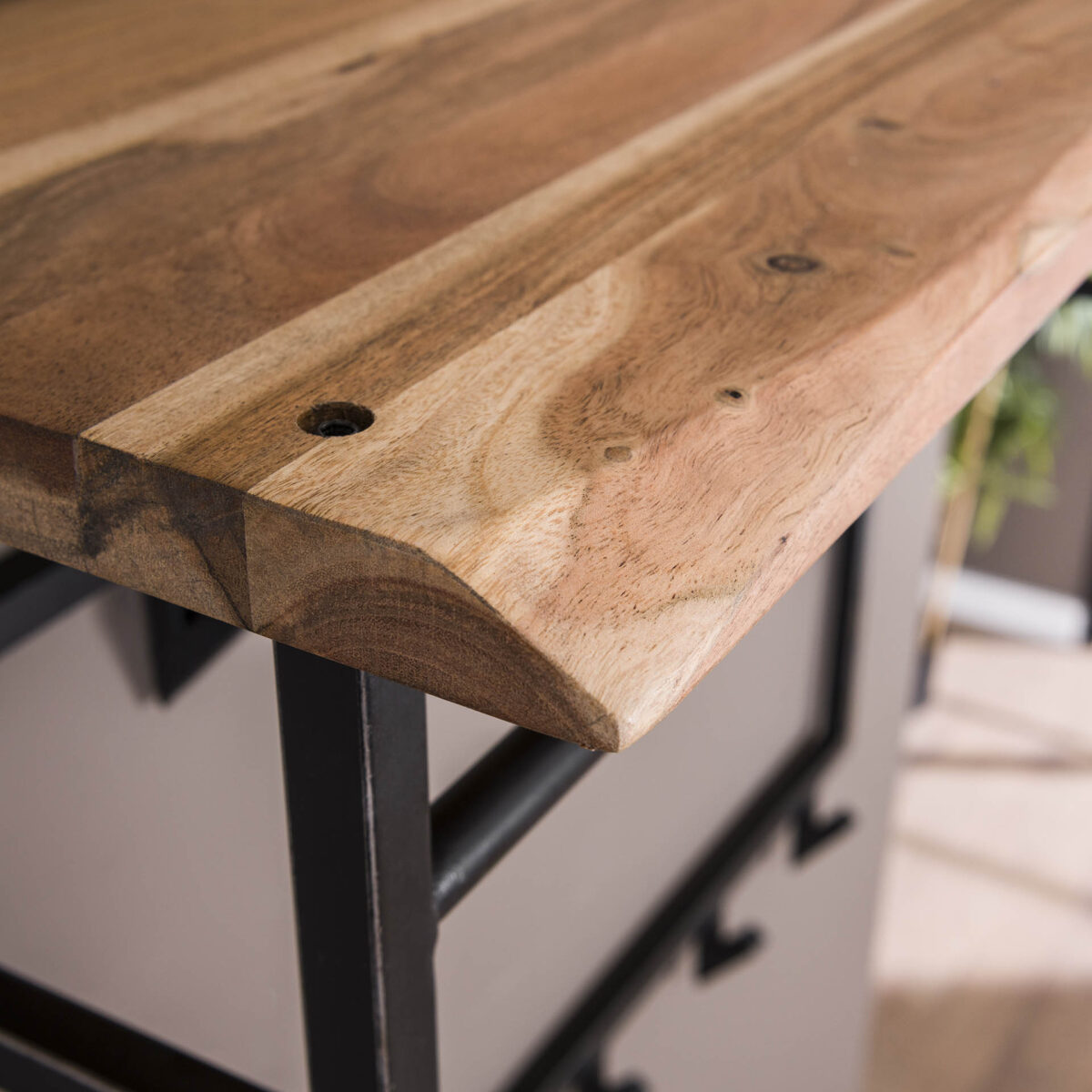 Porte-manteau edge hoog 12 haken hoedenplank / Acacia naturel massif – Image 3